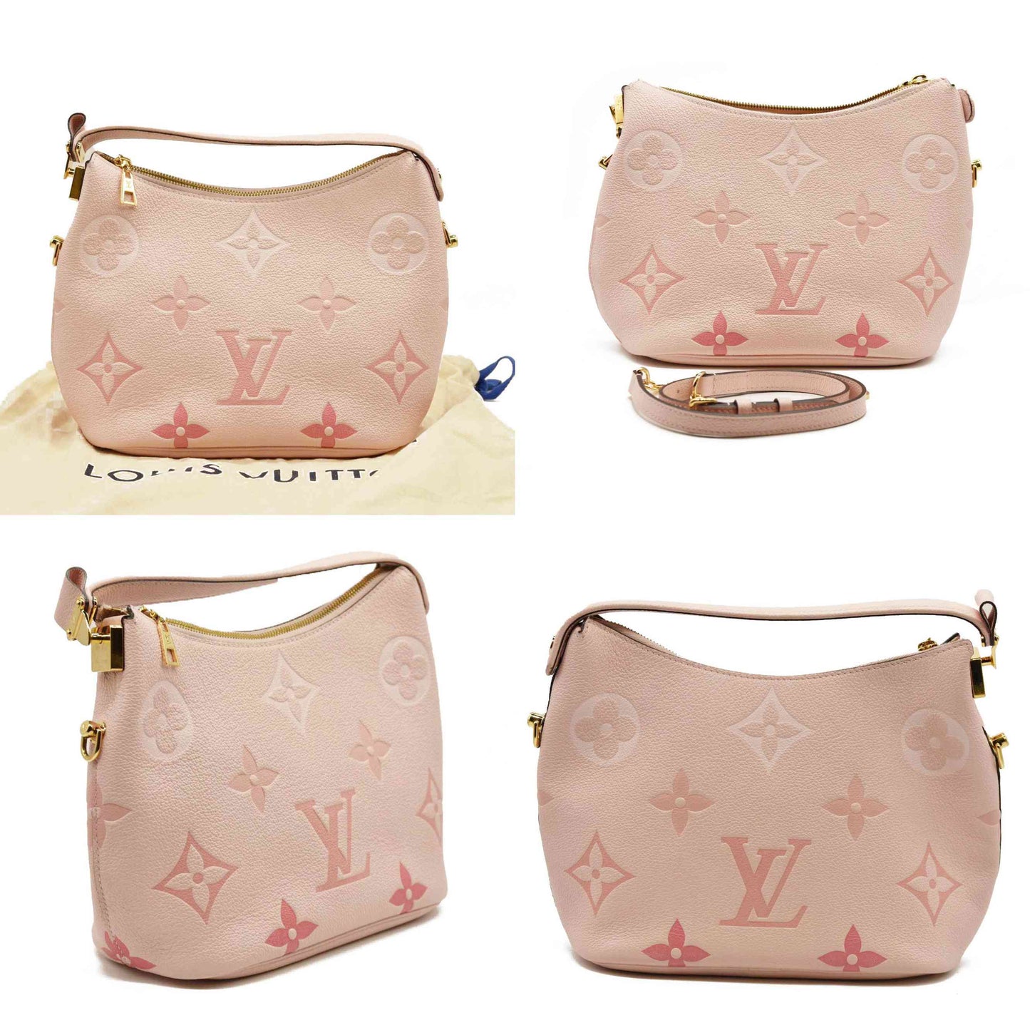 Louis Vuitton  Empreinte Monogram Giant By The Pool Marshmallow Hobo PM Bouton De Rose  SN0221