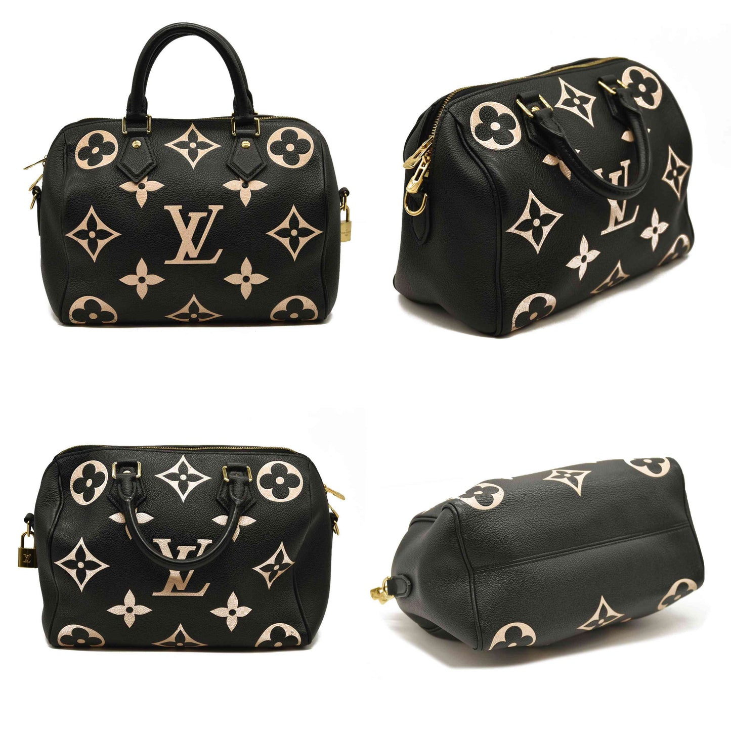 LOUIS VUITTON  Empreinte Monogram Giant Speedy Bandouliere 25 Black Beige RFID