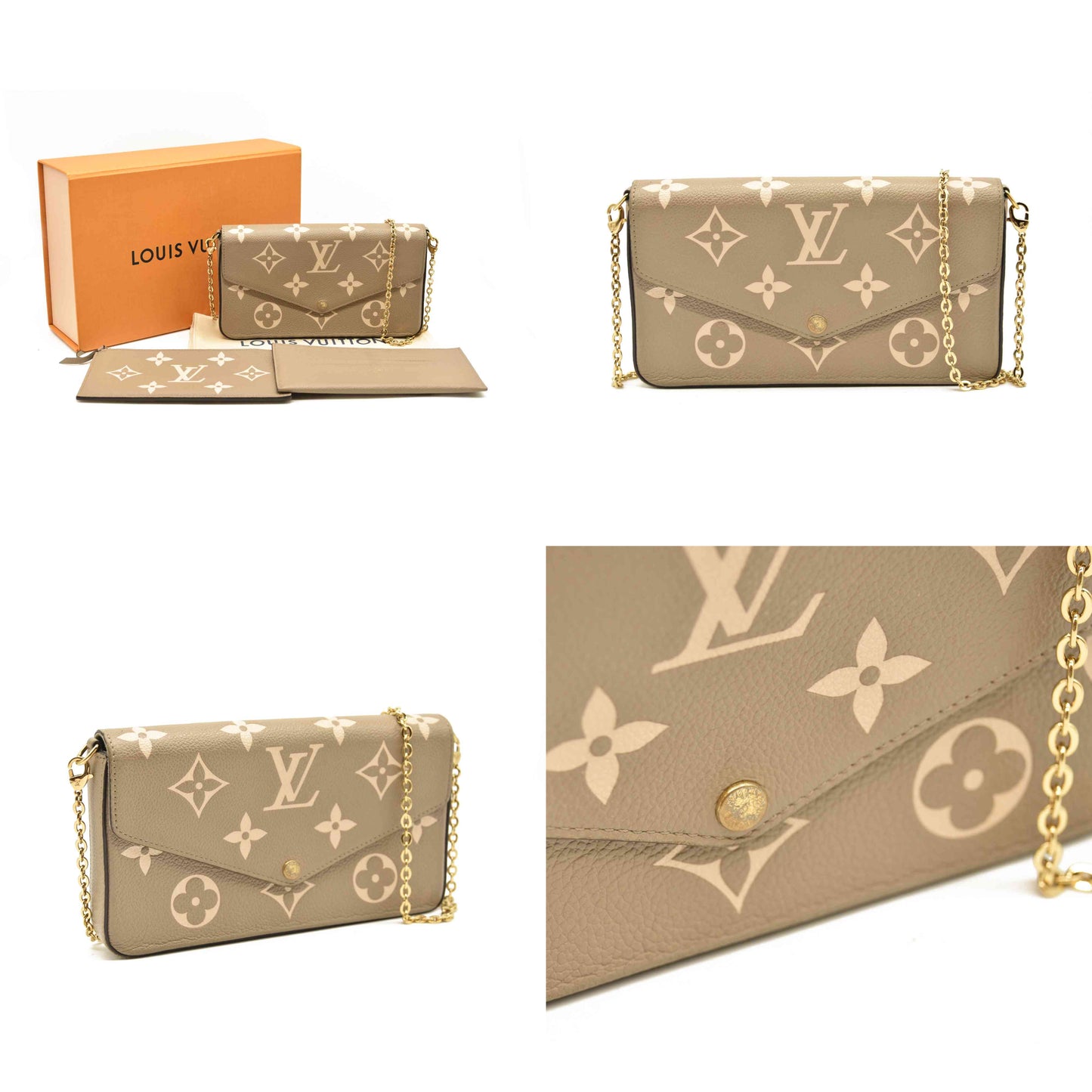Louis Vuitton  Empreinte Monogram Giant Felicie Pochette Tourterelle Creme FY5200