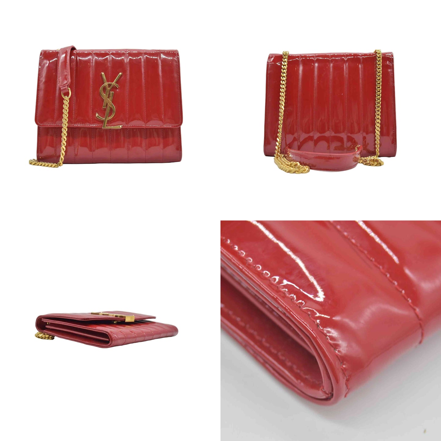 $1950 Saint Laurent  Patent Leather Patent Vicky Crossbody