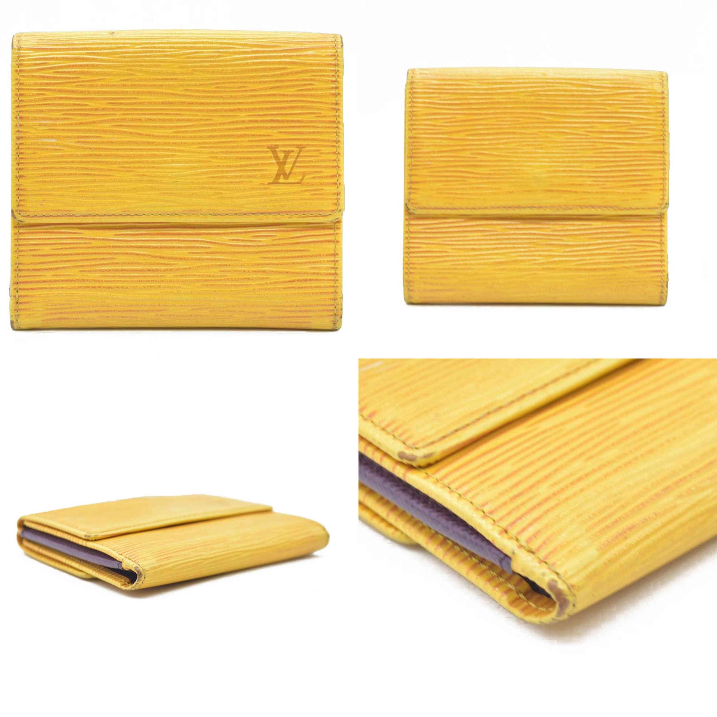 $695 1994 Louis Vuitton Epi Elise Trifold Wallet Yellow MI0934