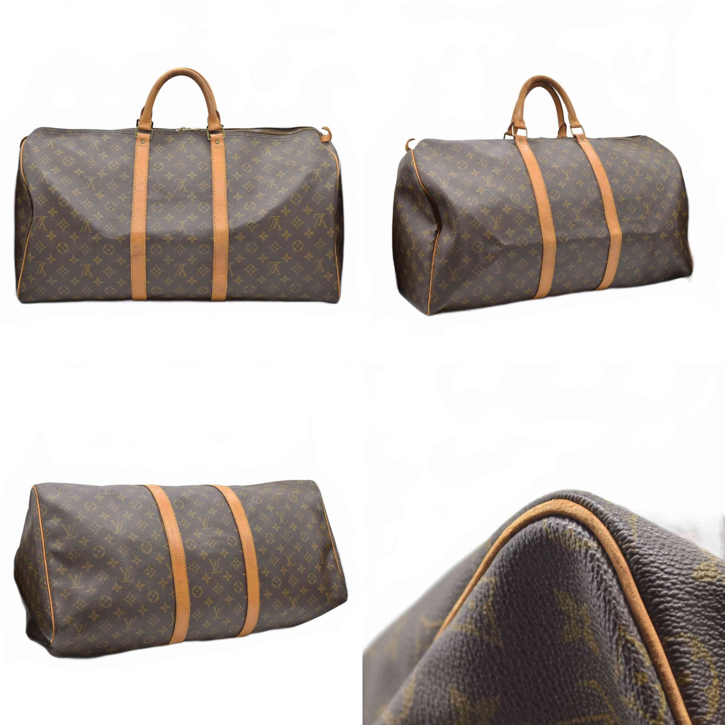 $2280 Louis Vuitton LV Boston Bag Keepall 55 Brown Monogram VI0922