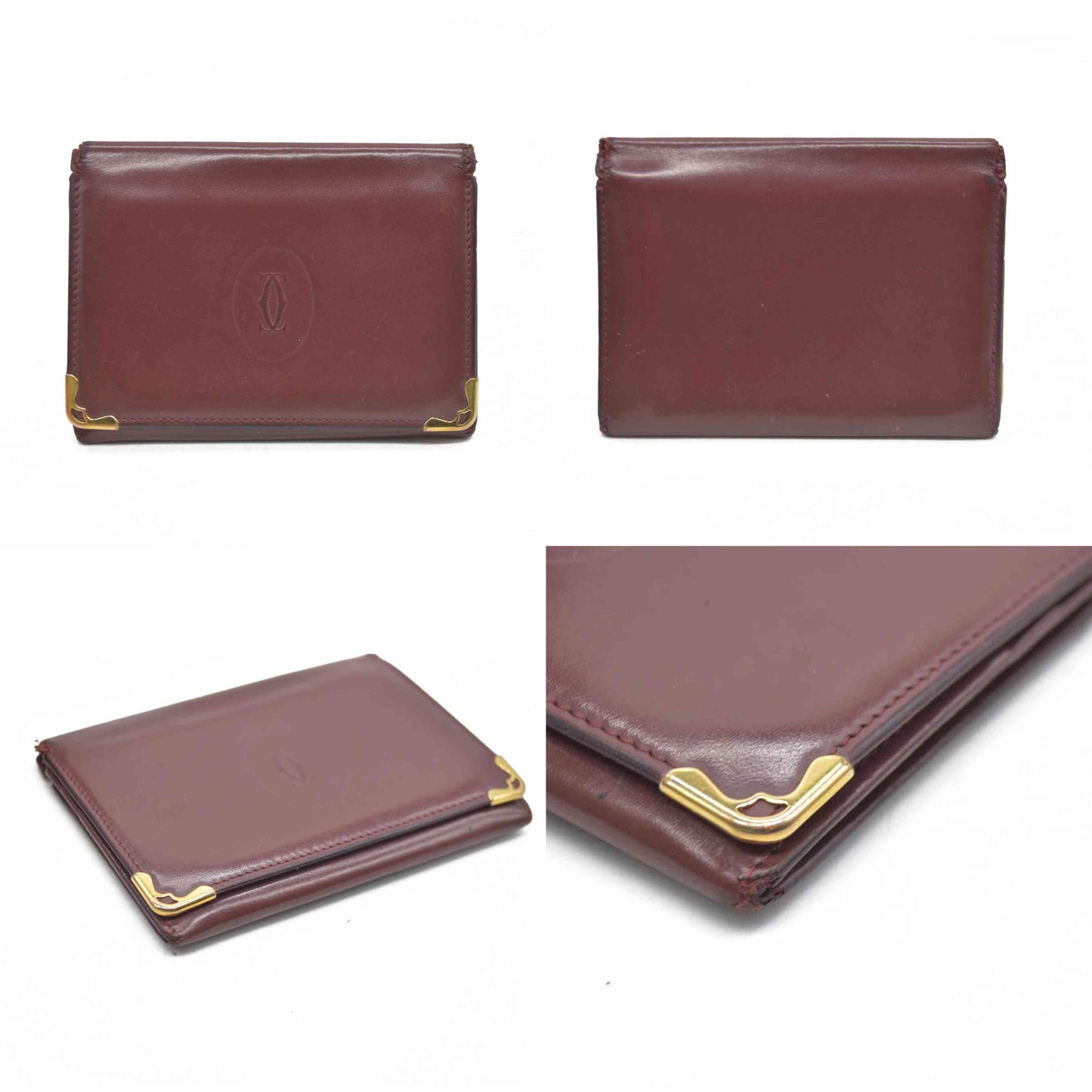 AUCTION $430 Cartier Cartier Burgundy Leather Must de Cartier ID Card Holder