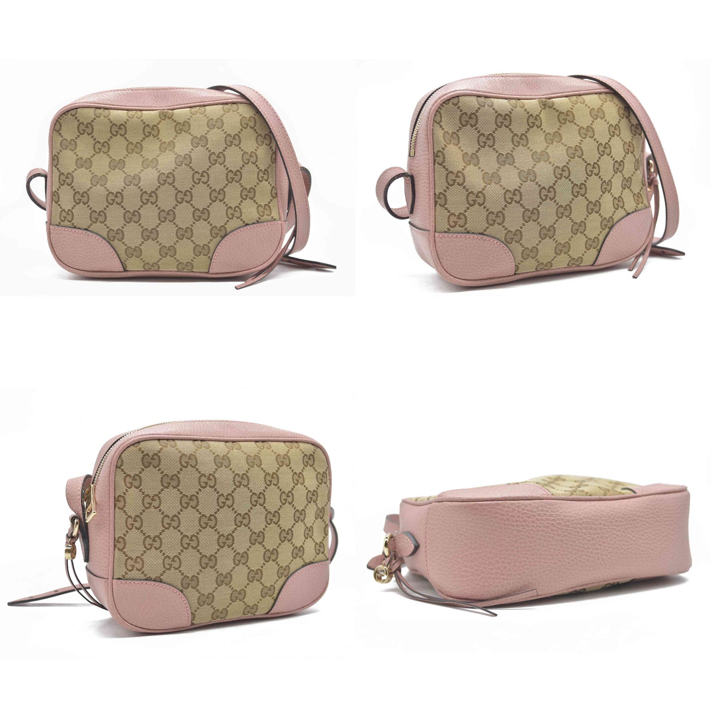$1290 Gucci Monogram Mini Bree Messenger Bag Beige Soft Pink