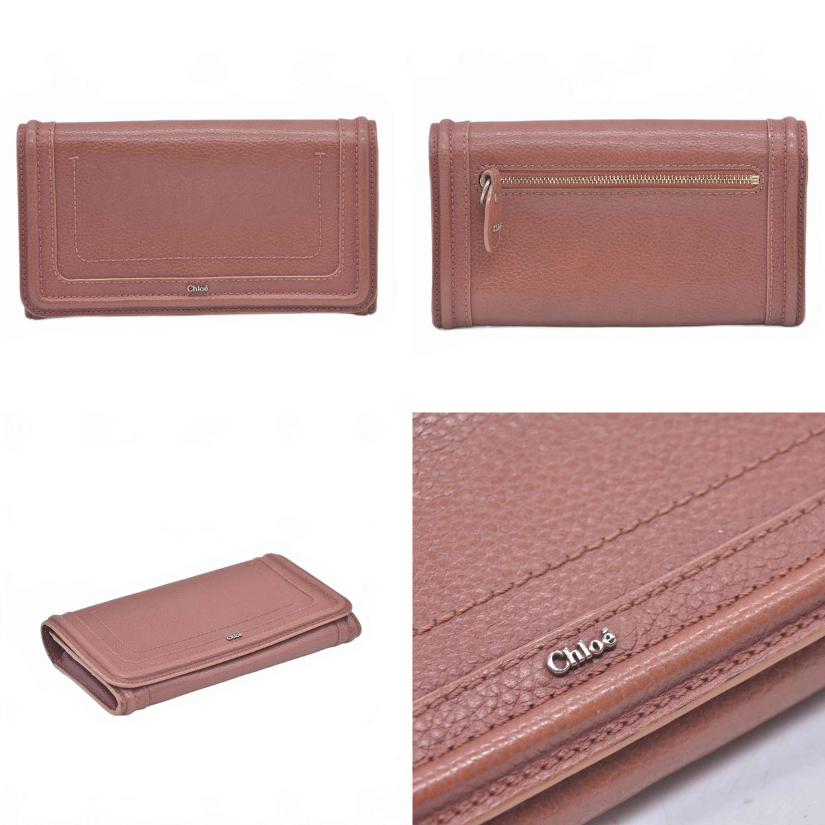 $595 2013 Chloe Brown Leather Paraty Continental Wallet 10021063