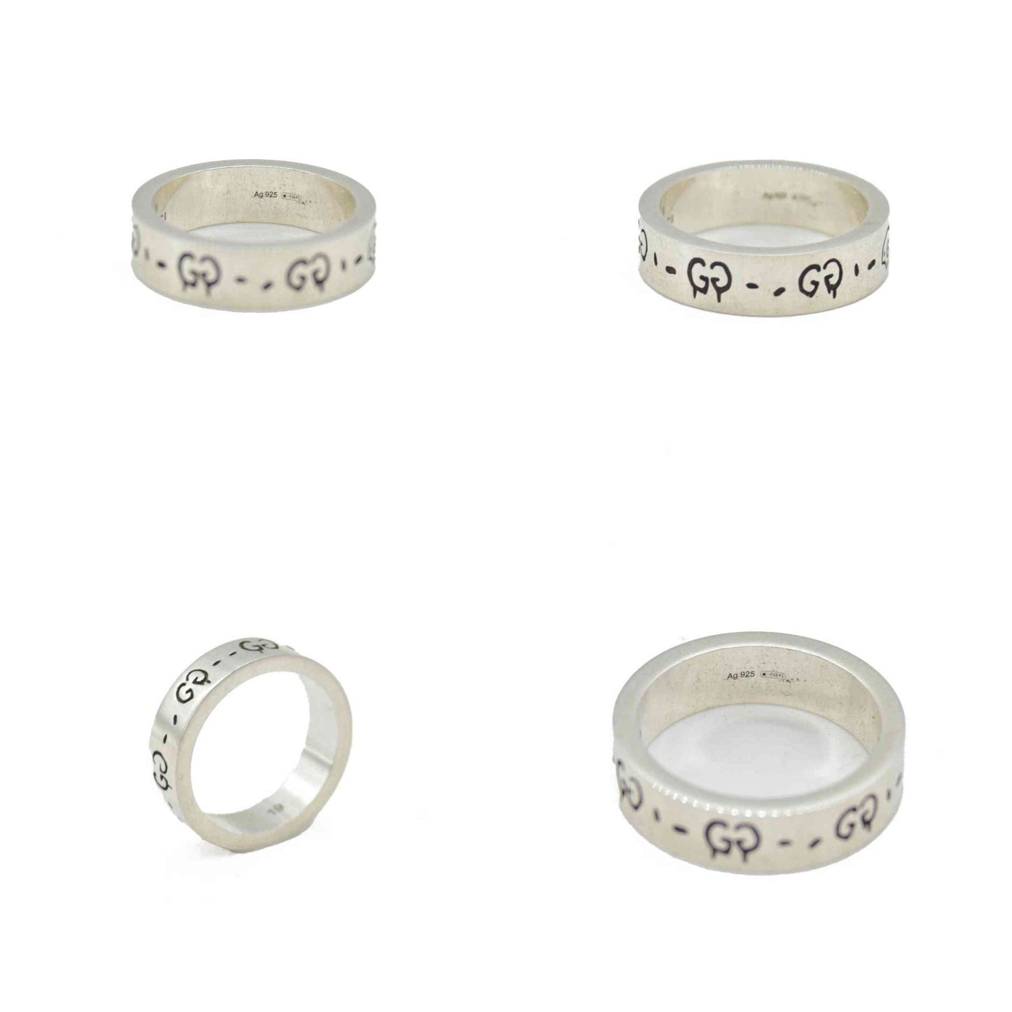 $380 Gucci Sterling Silver Narrow GucciGhost Hamlet Skull Ring 19 CONSIGNMENT