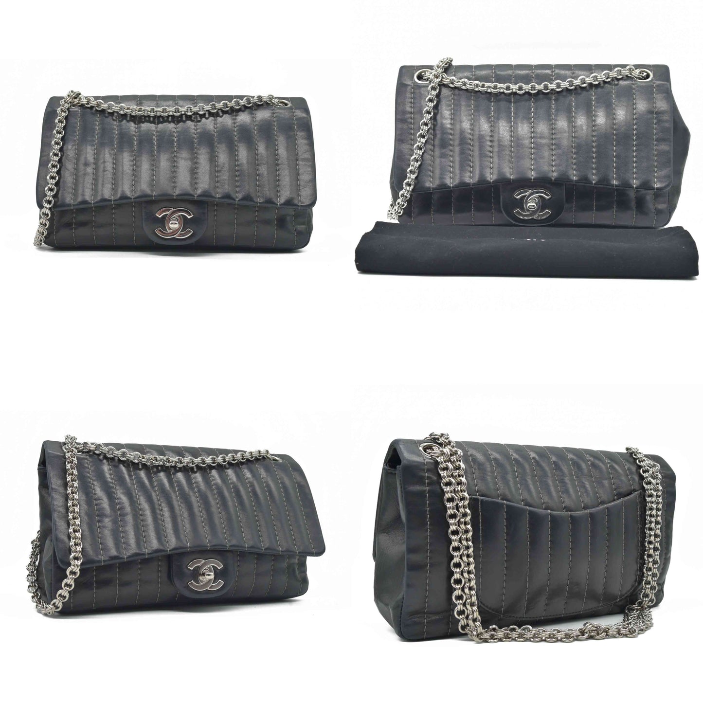 $4700 Chanel Mademoiselle Vertical Quilted Medium Single Flap 2006