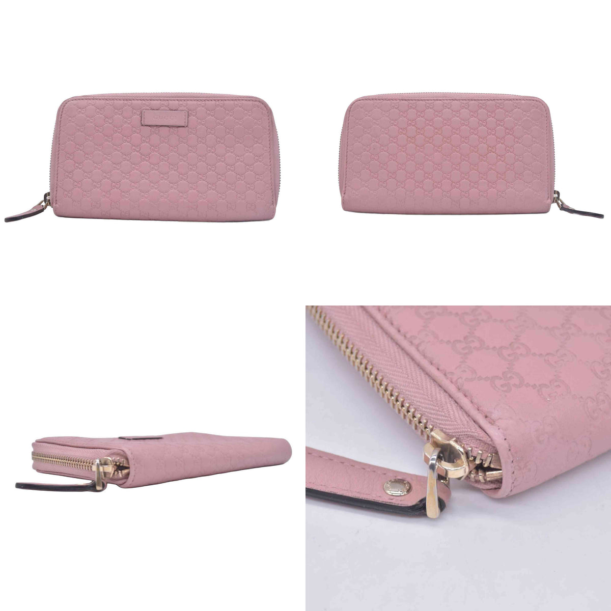 $610 GUCCI Microguccissima Zip Around Wallet Soft Pink CONSIGNMENT 10021177