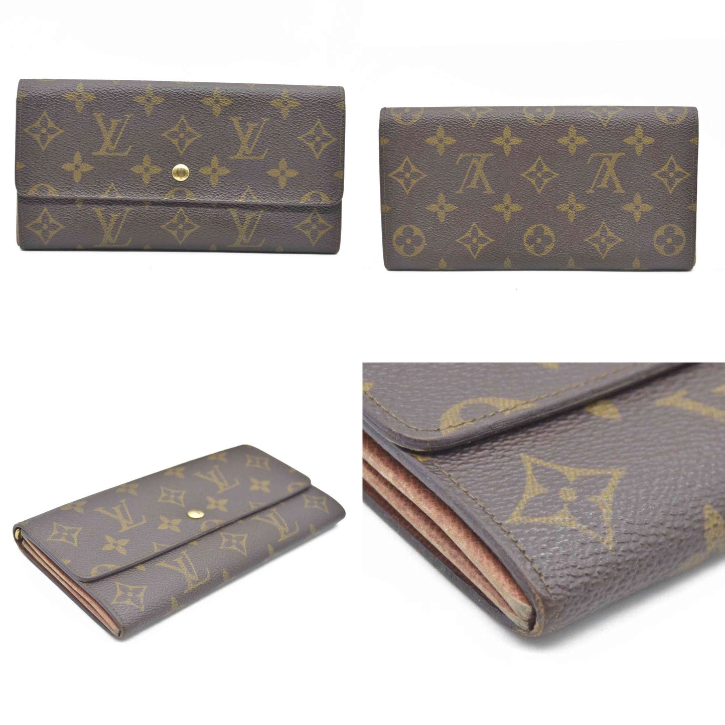 $770 Louis Vuitton Monogram Portefeiulle Sarah Long Bifold Wallet Brown 882AN