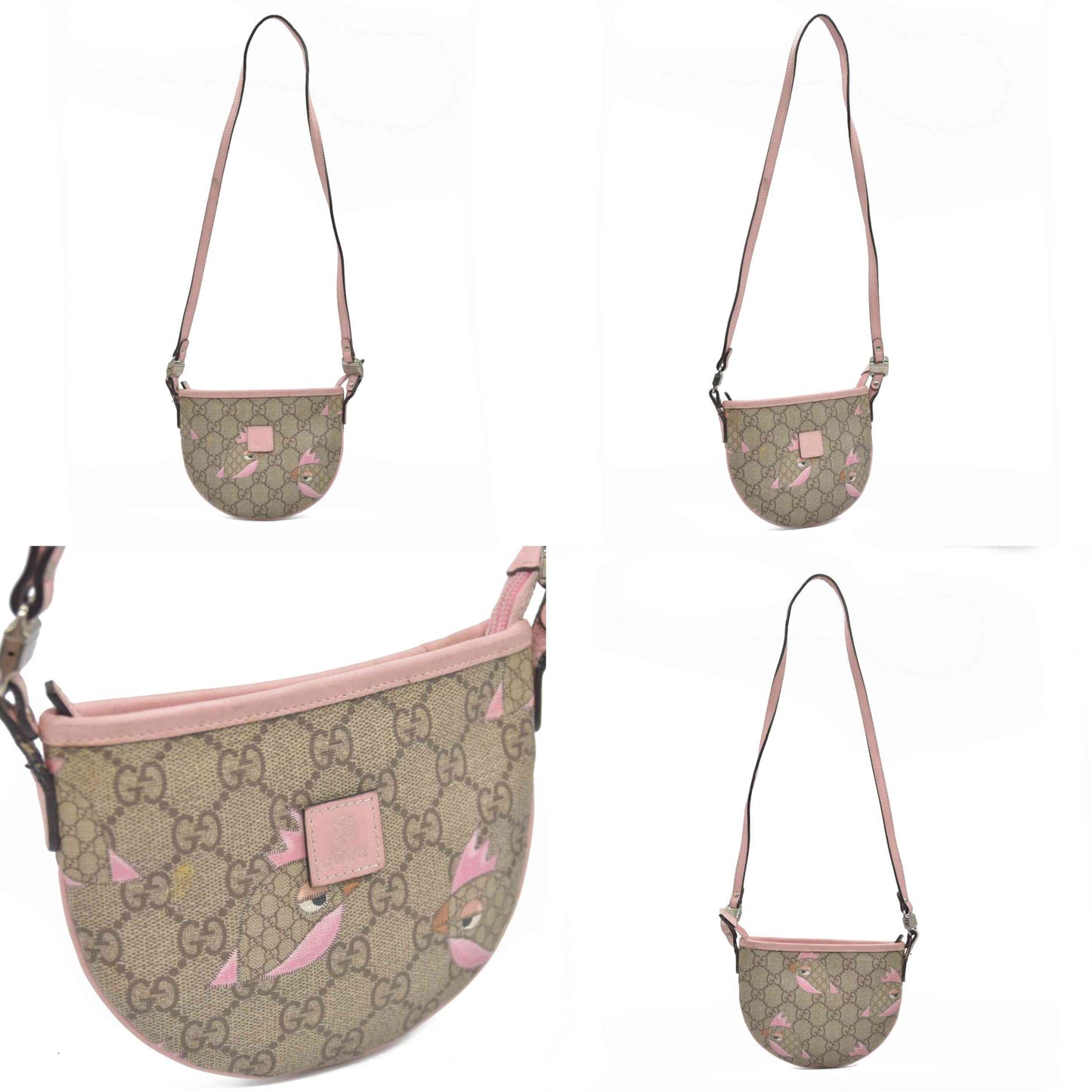 $810 Gucci Children's Zoo Shoulder Bag Printed GG Coated Canvas