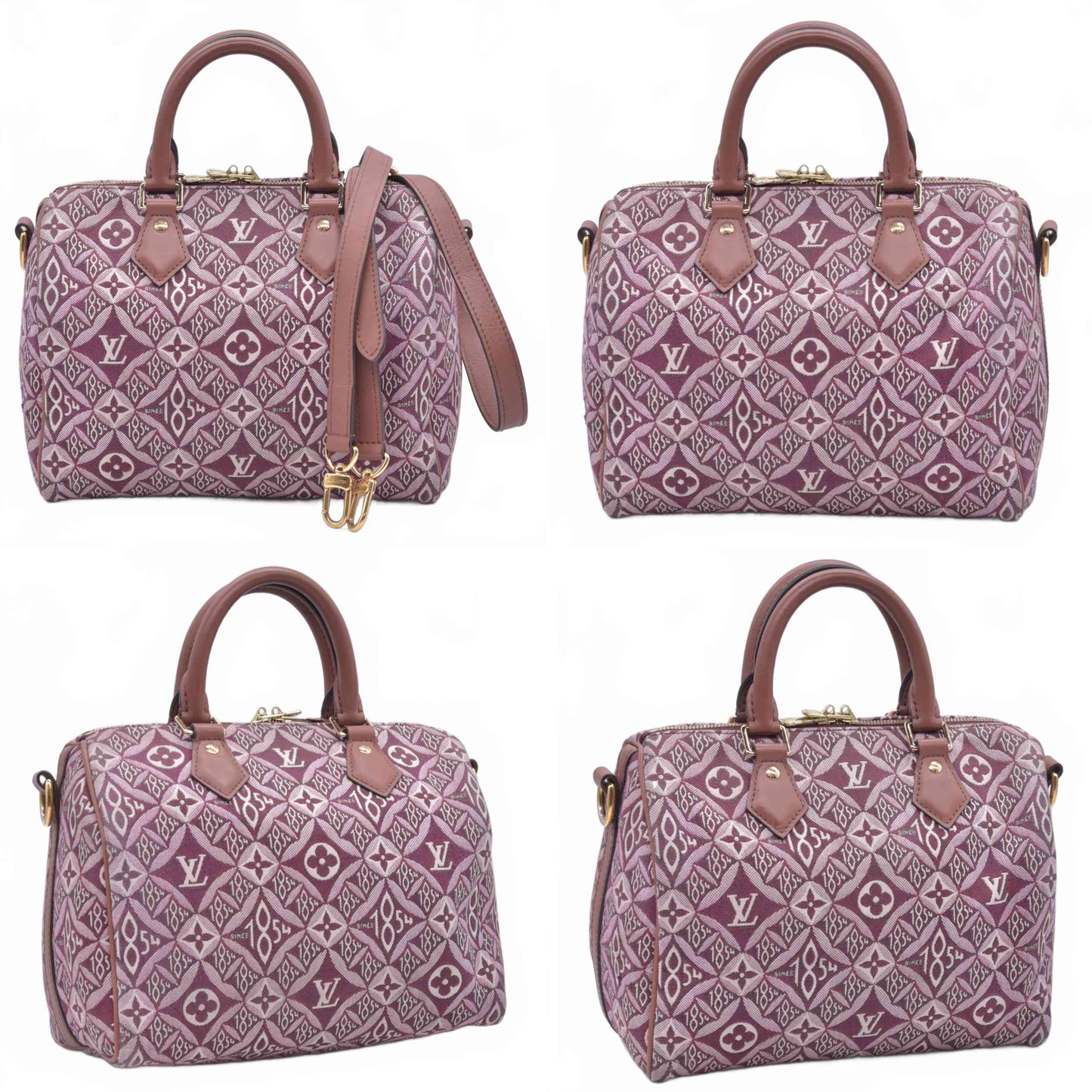 $2310 2020 Louis Vuitton Jacquard Since 1854 Speedy Bandouliere 25 Bordeaux DU3240