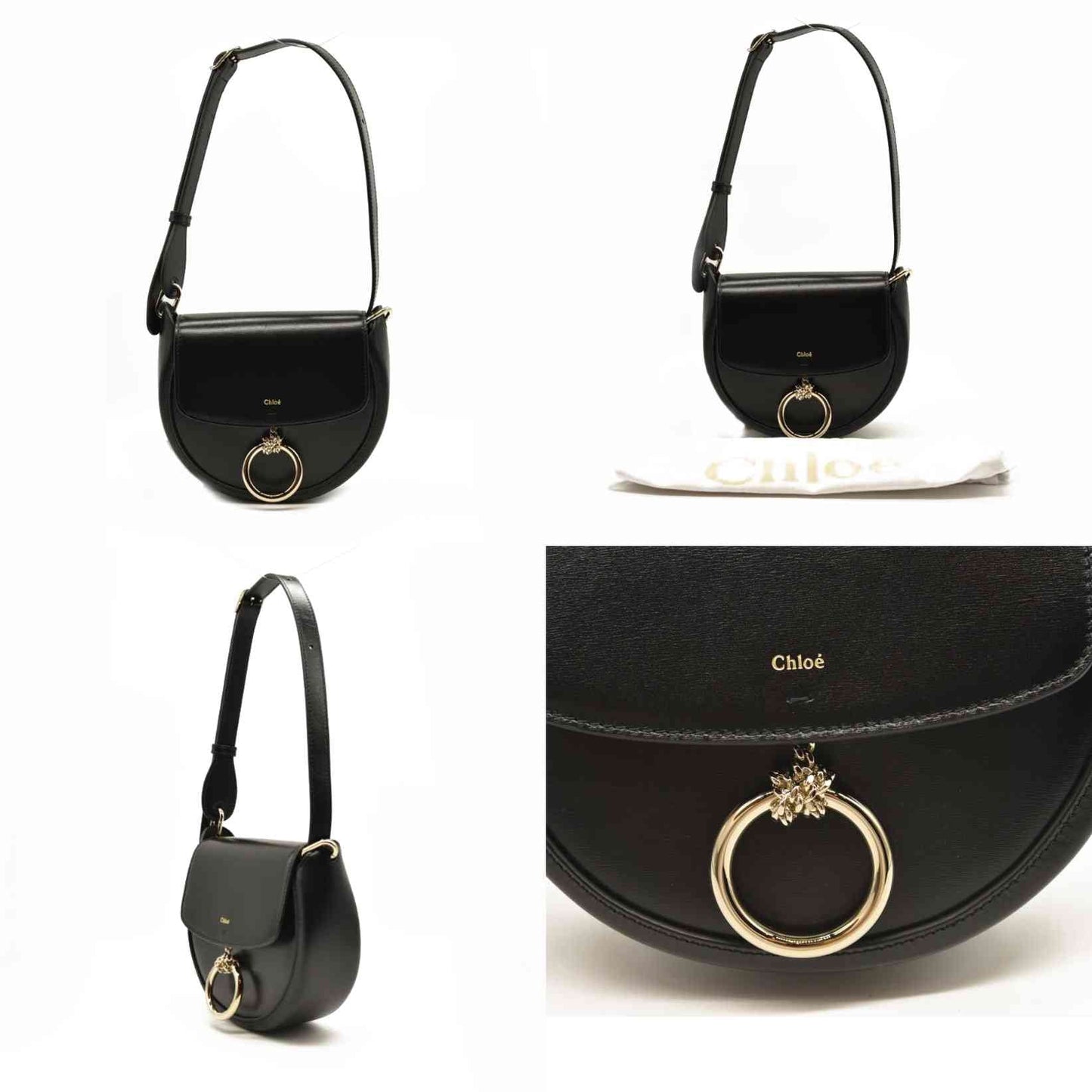 Chloe Arlene Saddle Bag Black Shoulder Bag Leather