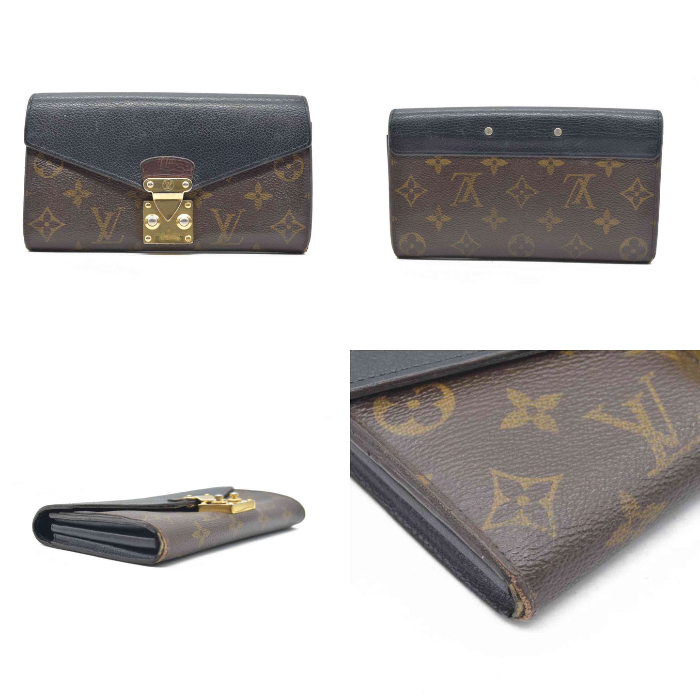 $1140 Louis Vuitton  Monogram Pallas Wallet Black