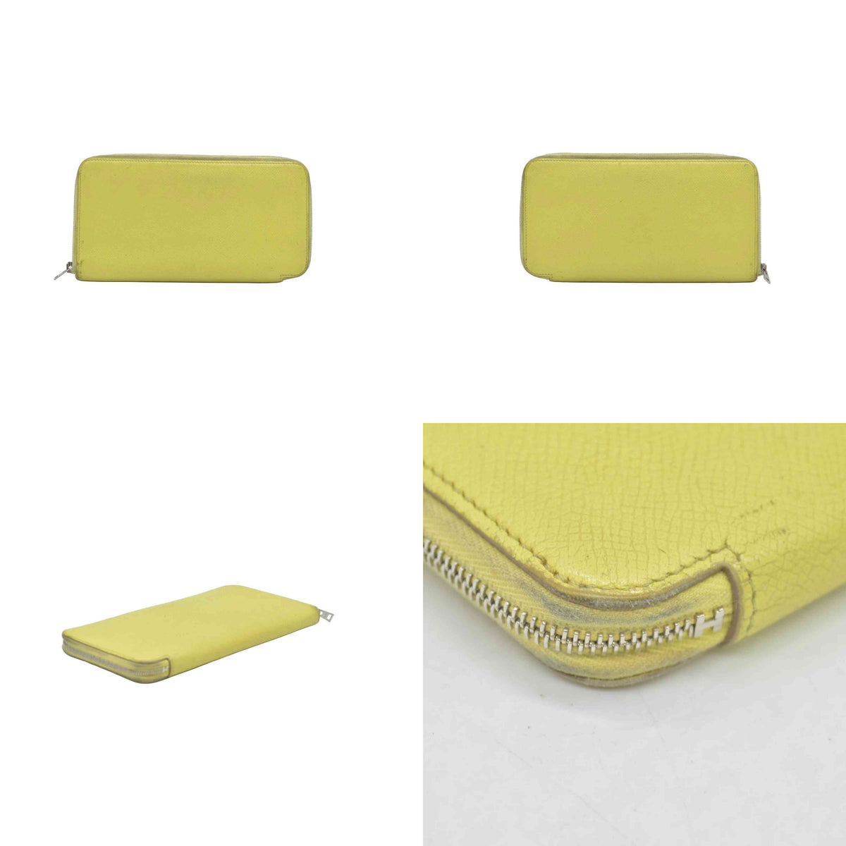 $1175 HERMES Silk-In Azap Long Zip Around Wallet Yellow Epsom CONSIGNMENT