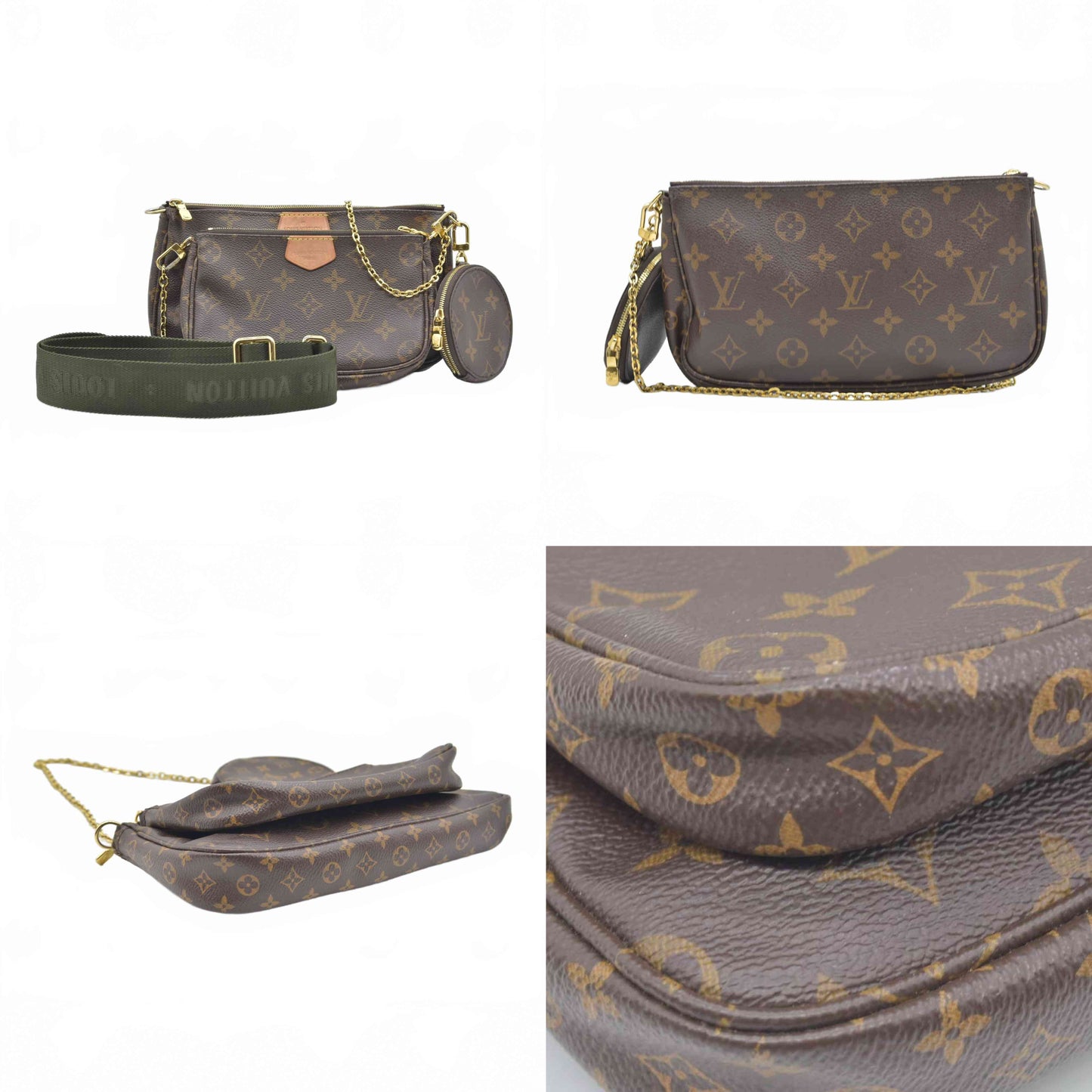 $2840 LOUIS VUITTON  Monogram Multi Pochette Accessories Kaki SD2260