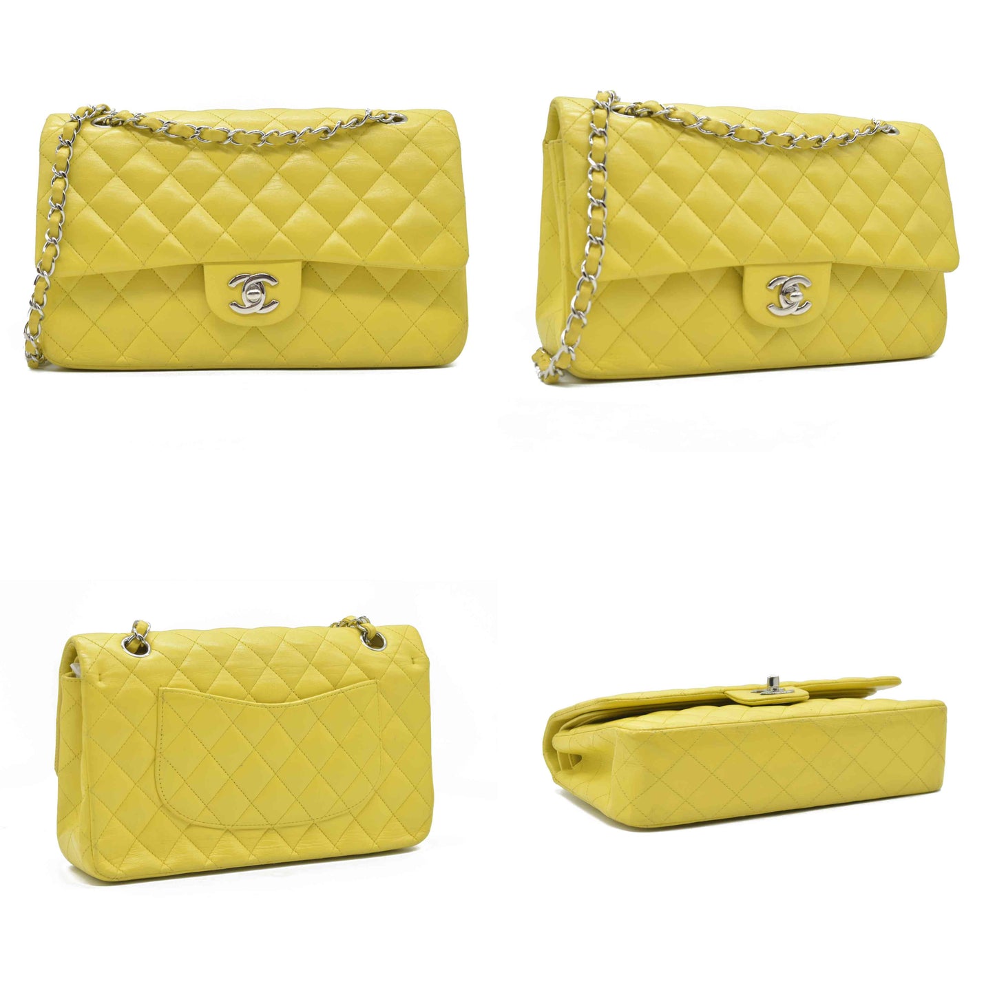 $11300 2010 Chanel Lambskin Quilted Medium Double Flap Yellow CONSIGNMENT