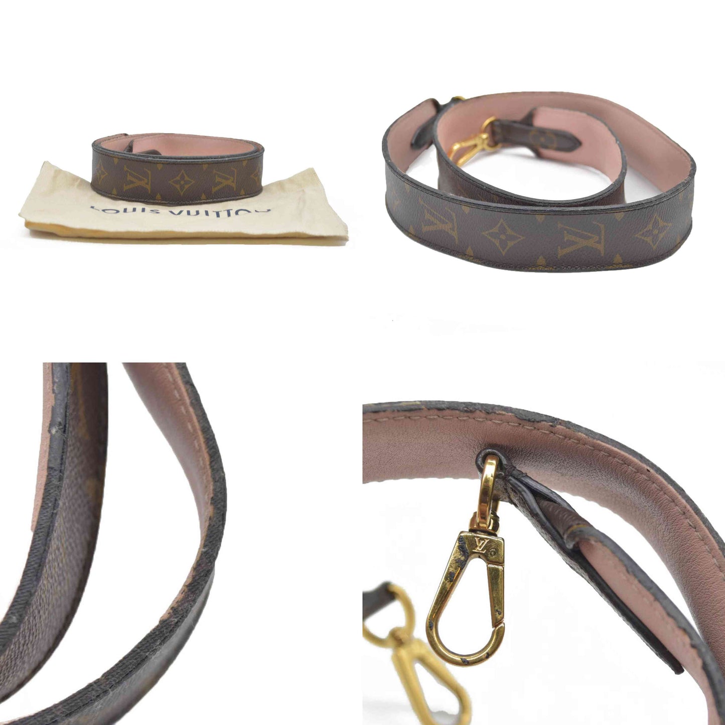 $570 Louis Vuitton  Monogram Bandouliere Shoulder Strap Rose Ballerine