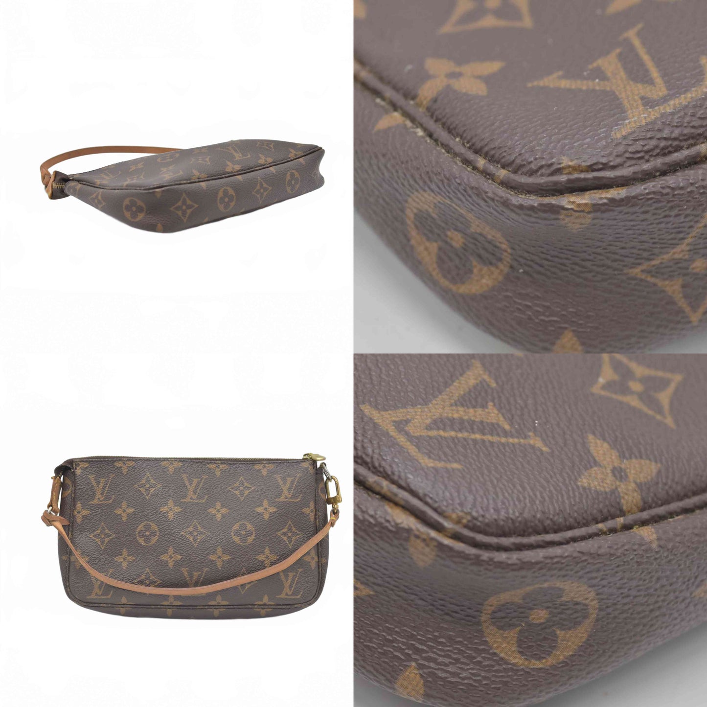$1290 1998 Louis Vuitton LV Pochette Accessories Brown Monogram SL1918