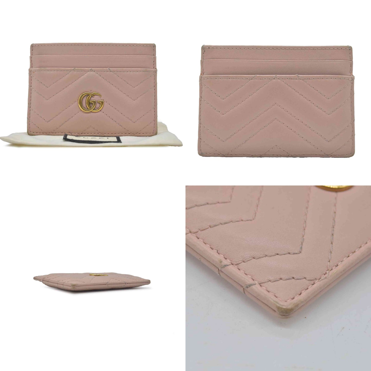 $370 Gucci  Double G Logo Leather Card Holder
