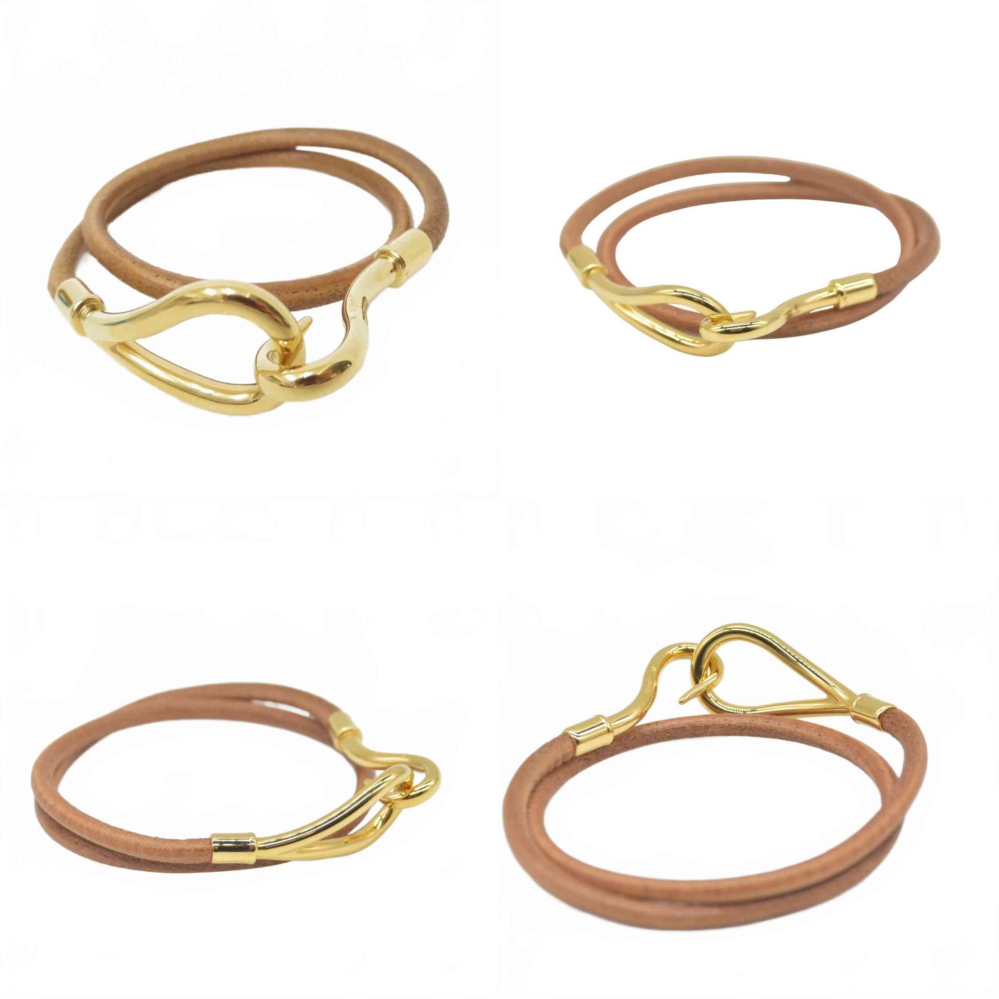 $430 Hermes Leather Jumbo Hook Double Tour Bracelet