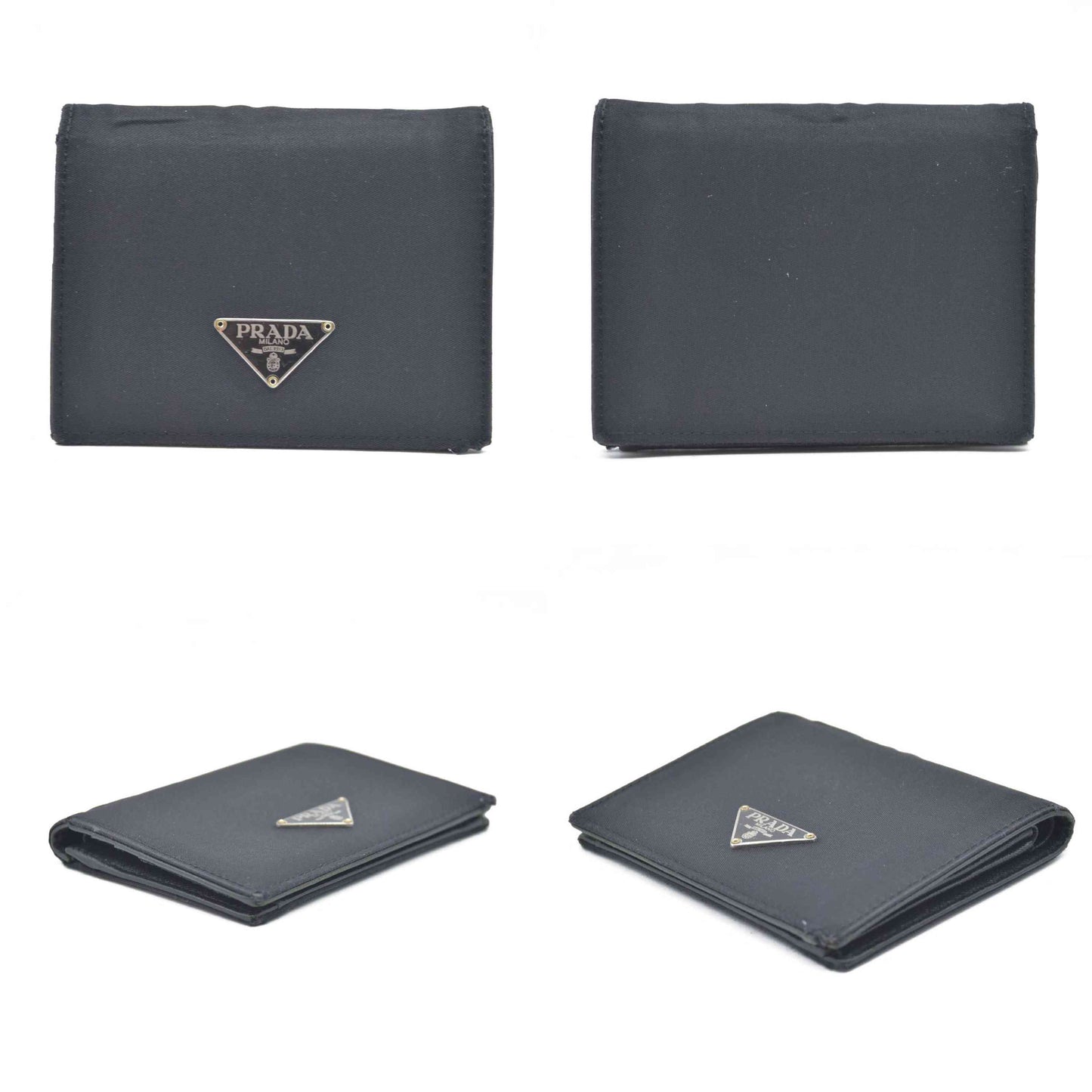 Prada  Tessuto Nylon Tri-Fold Compact Wallet Black
