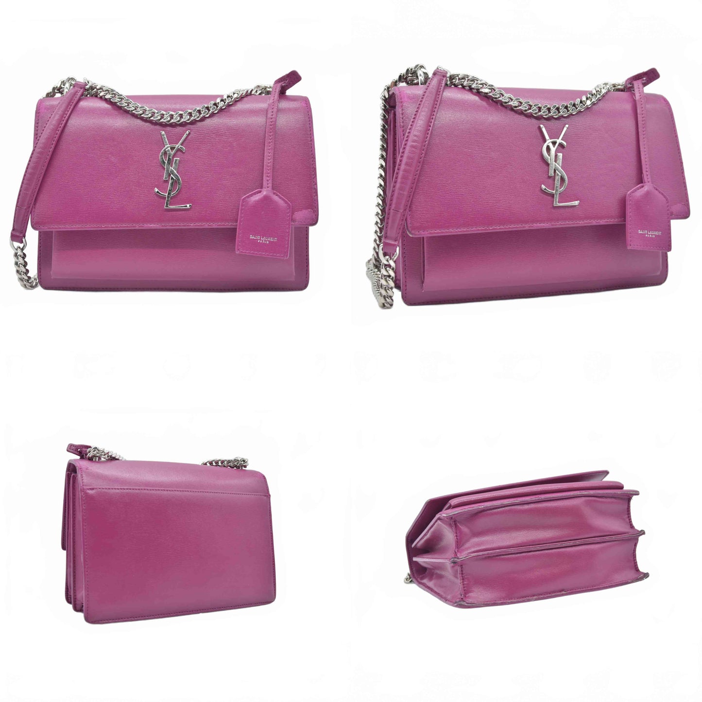 $2800 Saint Laurent Calfskin Medium Monogram Sunset Purple