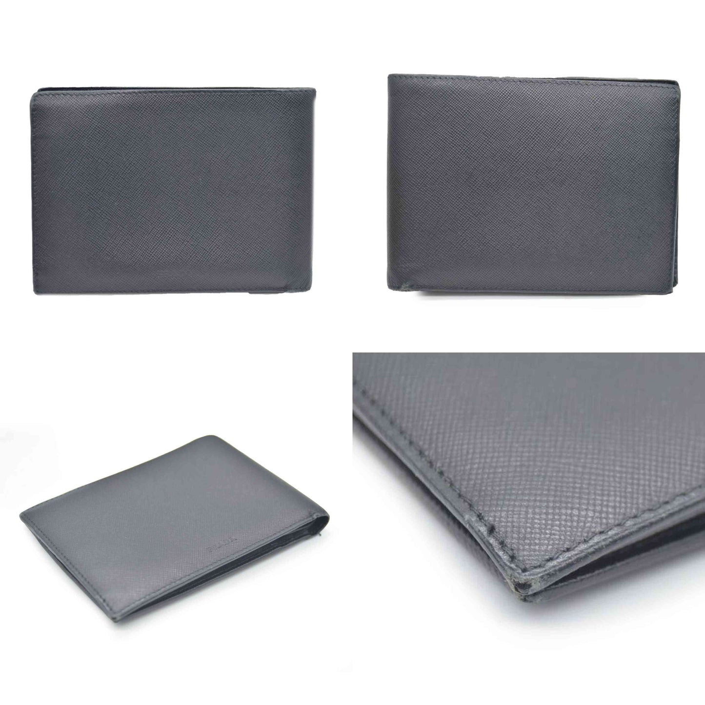 PRADA Saffiano Leather Bifold Wallet Purse Black