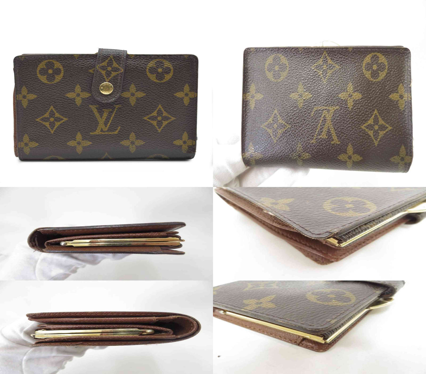 $750 2004 LOUIS VUITTON Monogram Kiss Lock Wallet TH0054