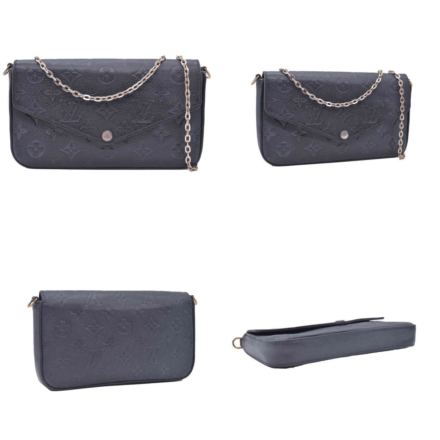$1770 2019 Louis Vuitton Empreinte Pochette Felicie Chain Wallet Black SD1179