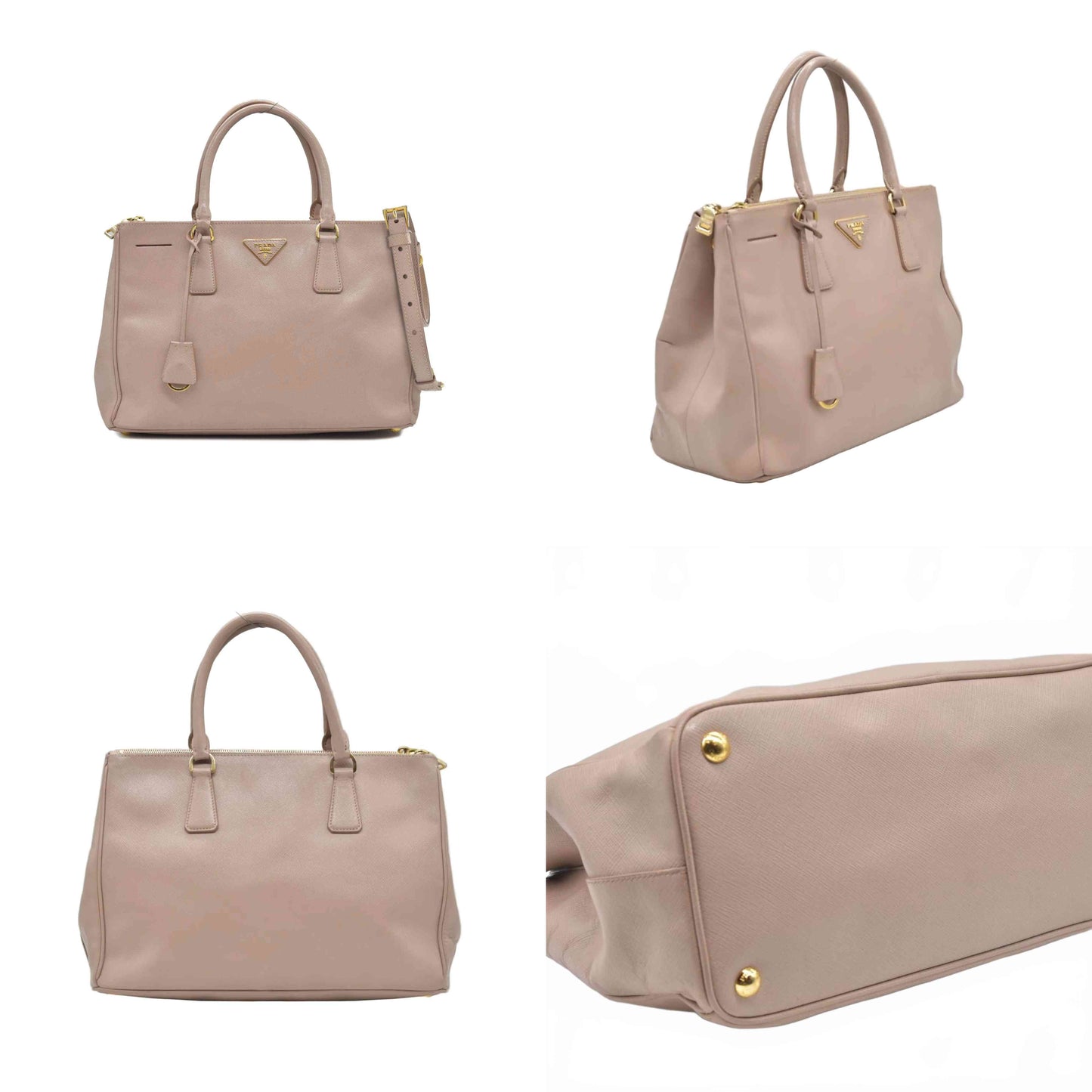 $5200 Saffiano Lux Medium Tote Cammeo Pink Beige