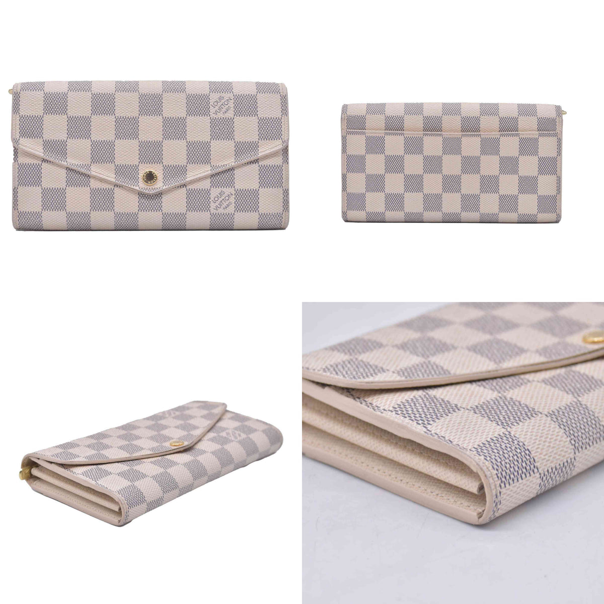 $800 2015 Louis Vuitton Damier Azur Sarah Wallet NM CT3185 Initial CA CONSIGNMENT 10021275