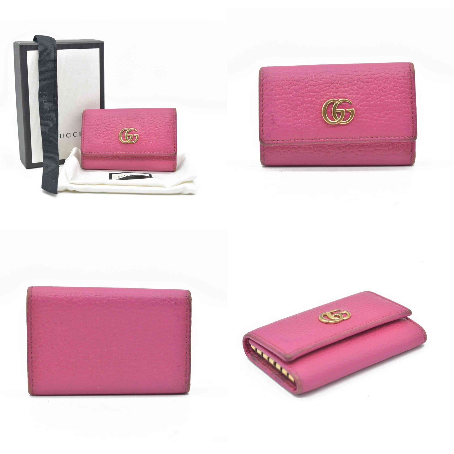 $450 GUCCI GG Marmont Leather 6 Ring Key Case