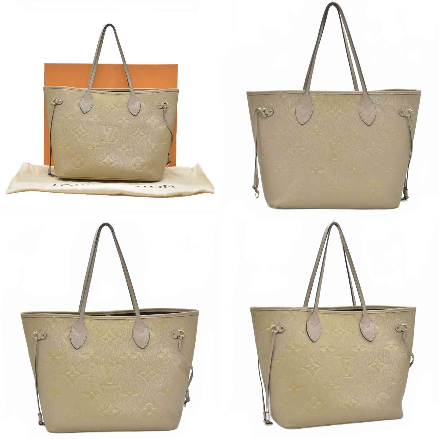 $2710 Louis Vuitton  Empreinte Monogram Giant Neverfull MM Tourterelle Tote