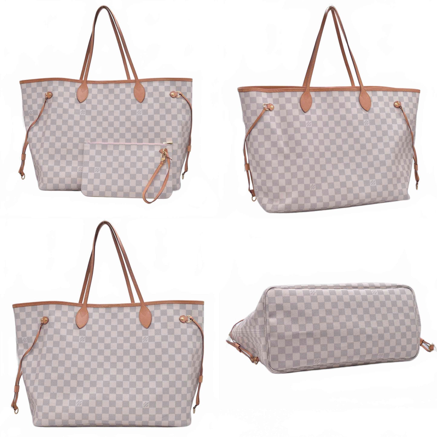 $2240 2019 Louis Vuitton Damier Azur Neo Neverfull GM Rose Ballerine