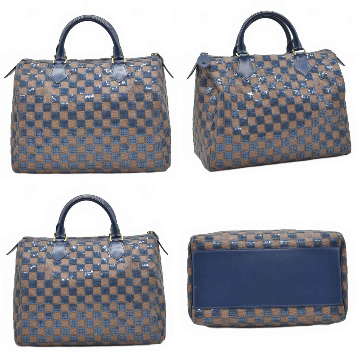 $2700 2013 Louis Vuitton Damier Paillettes Speedy 30 Blue SR2123