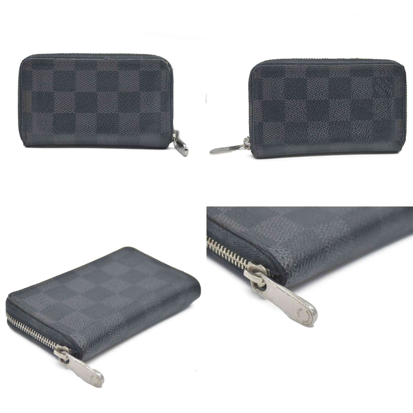 Louis Vuitton Damier Graphite Zippy Zip Coin Purse Wallet Black MI4182
