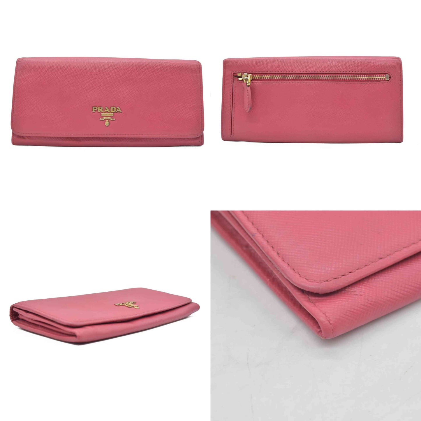 Prada Saffiano Metal Leather bifold Continental Wallet CONSIGNMENT