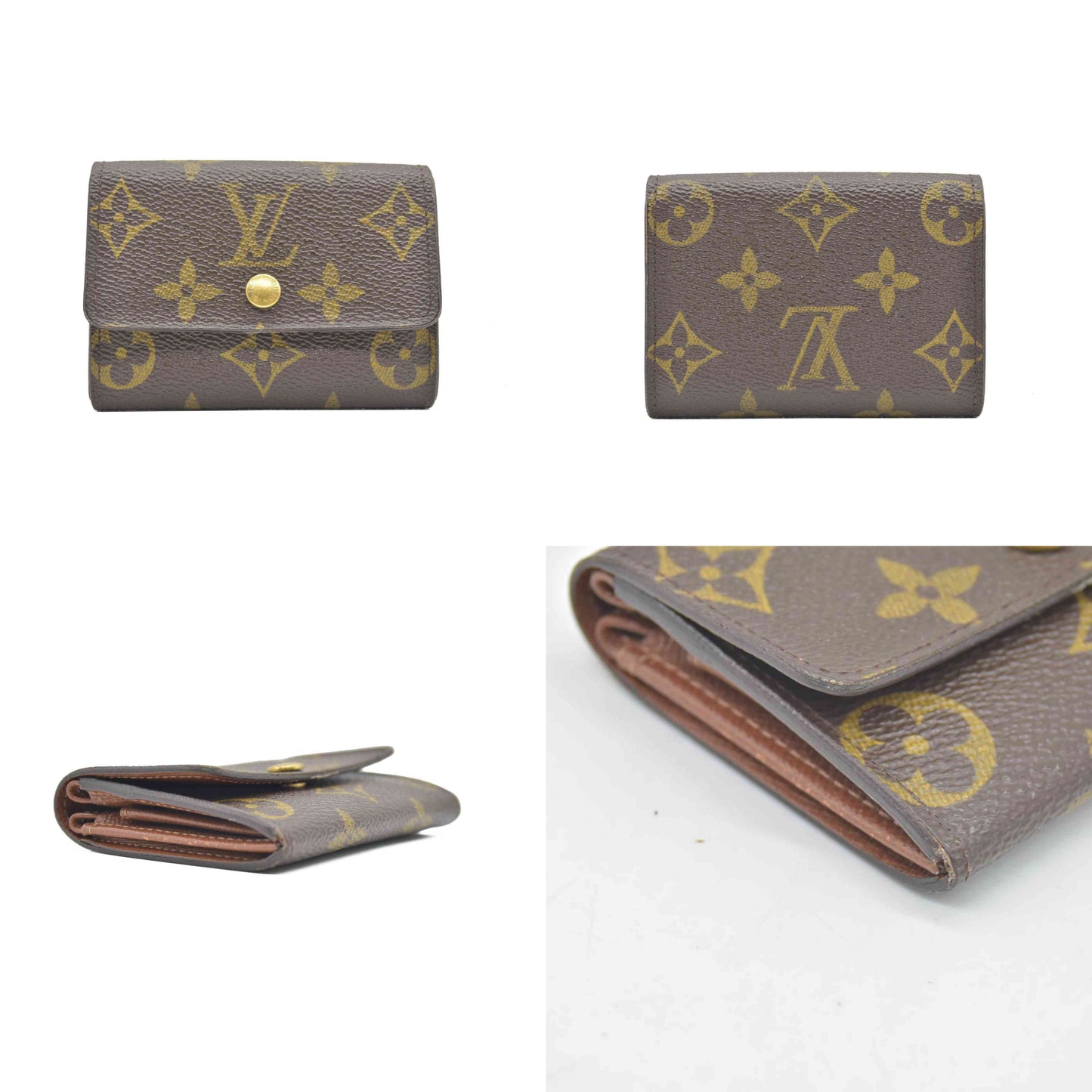 $435 Louis Vuitton Monogram Porte Monnaie Plat Coin Purse Wallet MI1002 CONSIGNMENT