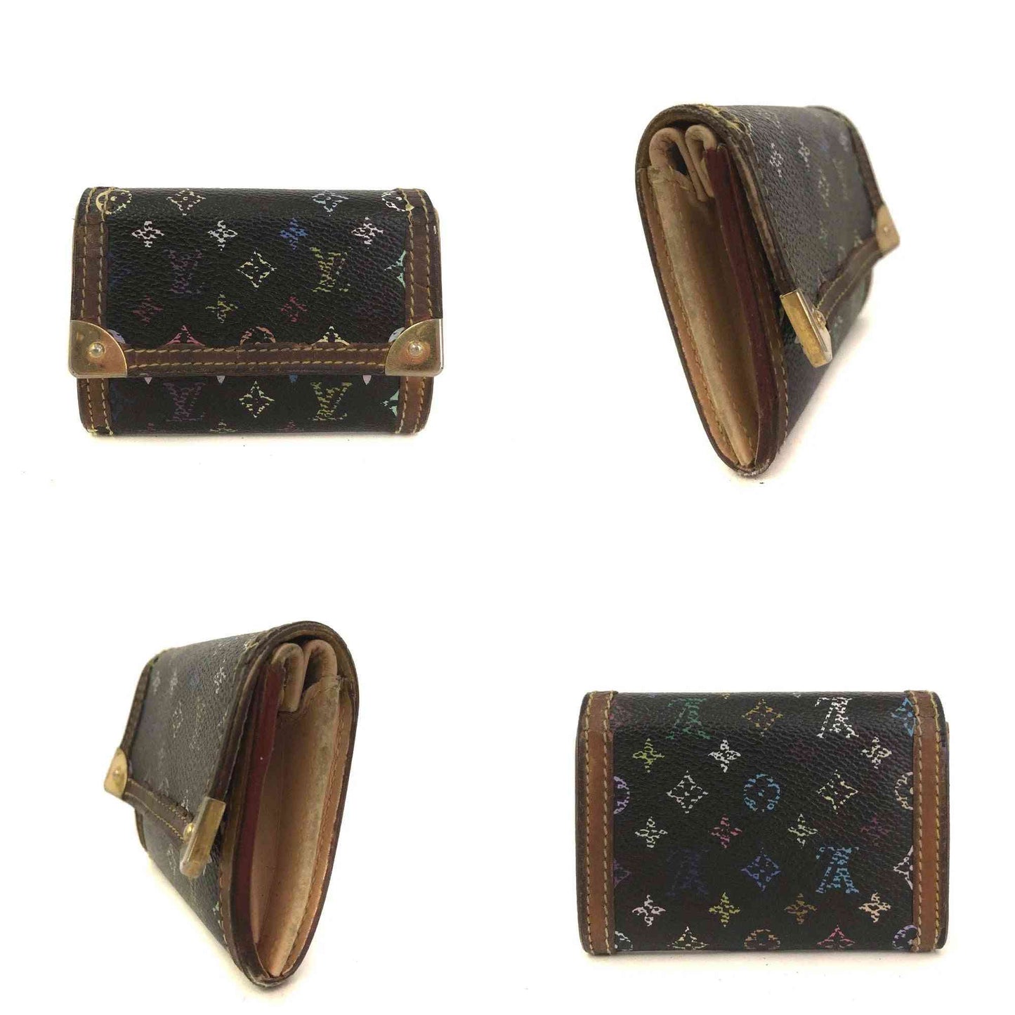 $550 2008 Louis Vuitton Monogram Multicolor Porte Monnaie Plat Coin Purse MI0018