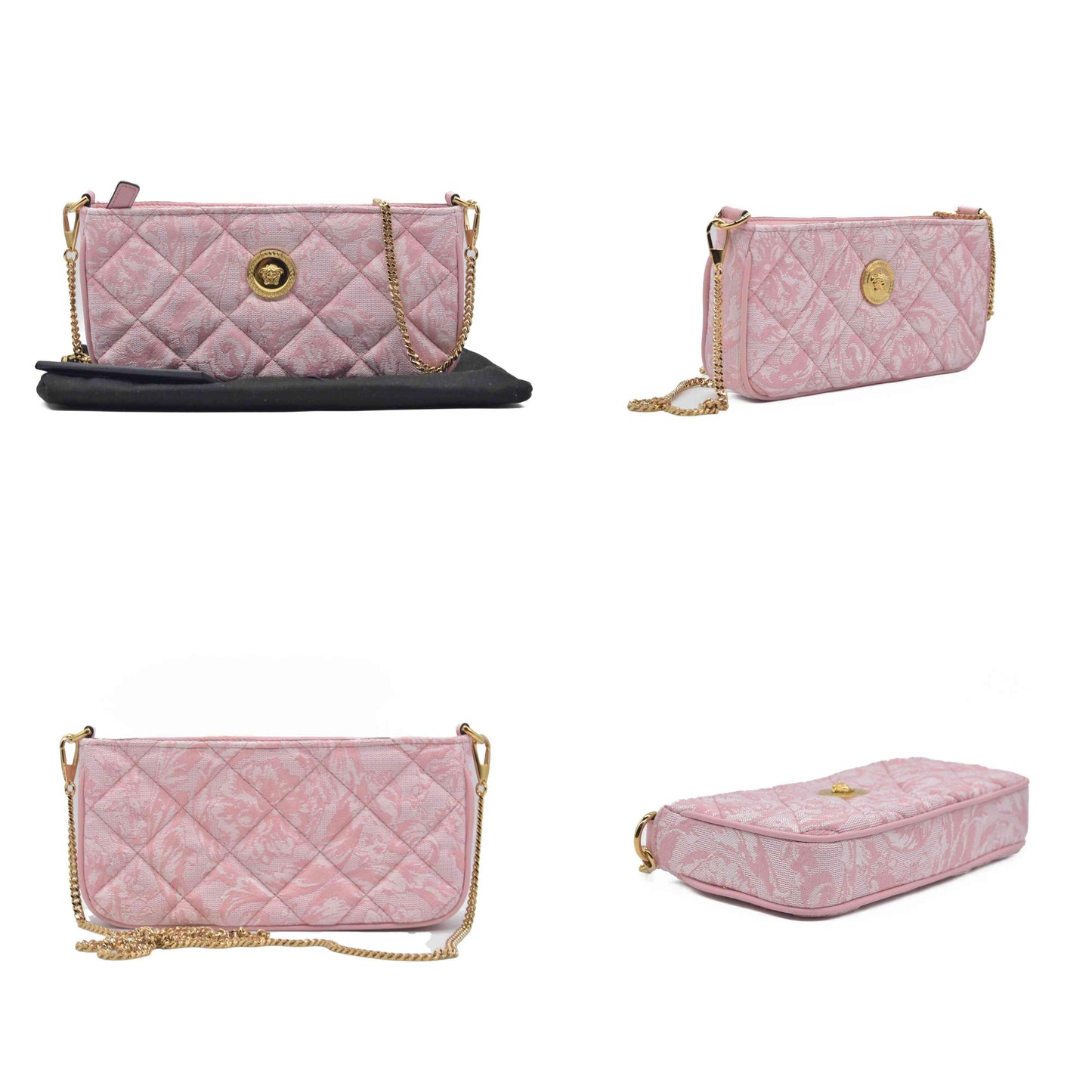 Versace Jacquard Barocco Quilted Medusa Crossbody Pink CONSIGNMENT