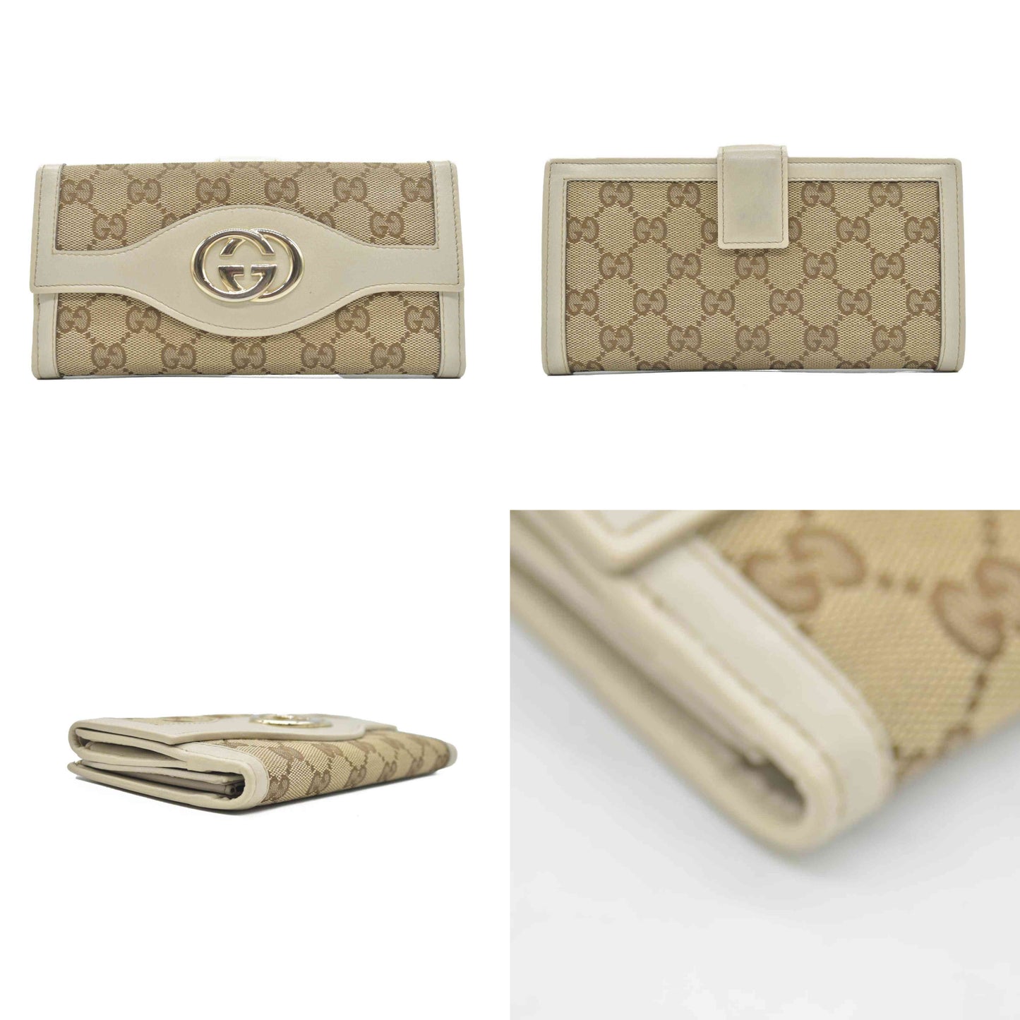 $880 Gucci Monogram Sukey Continental Wallet Champagne CONSIGNMENT