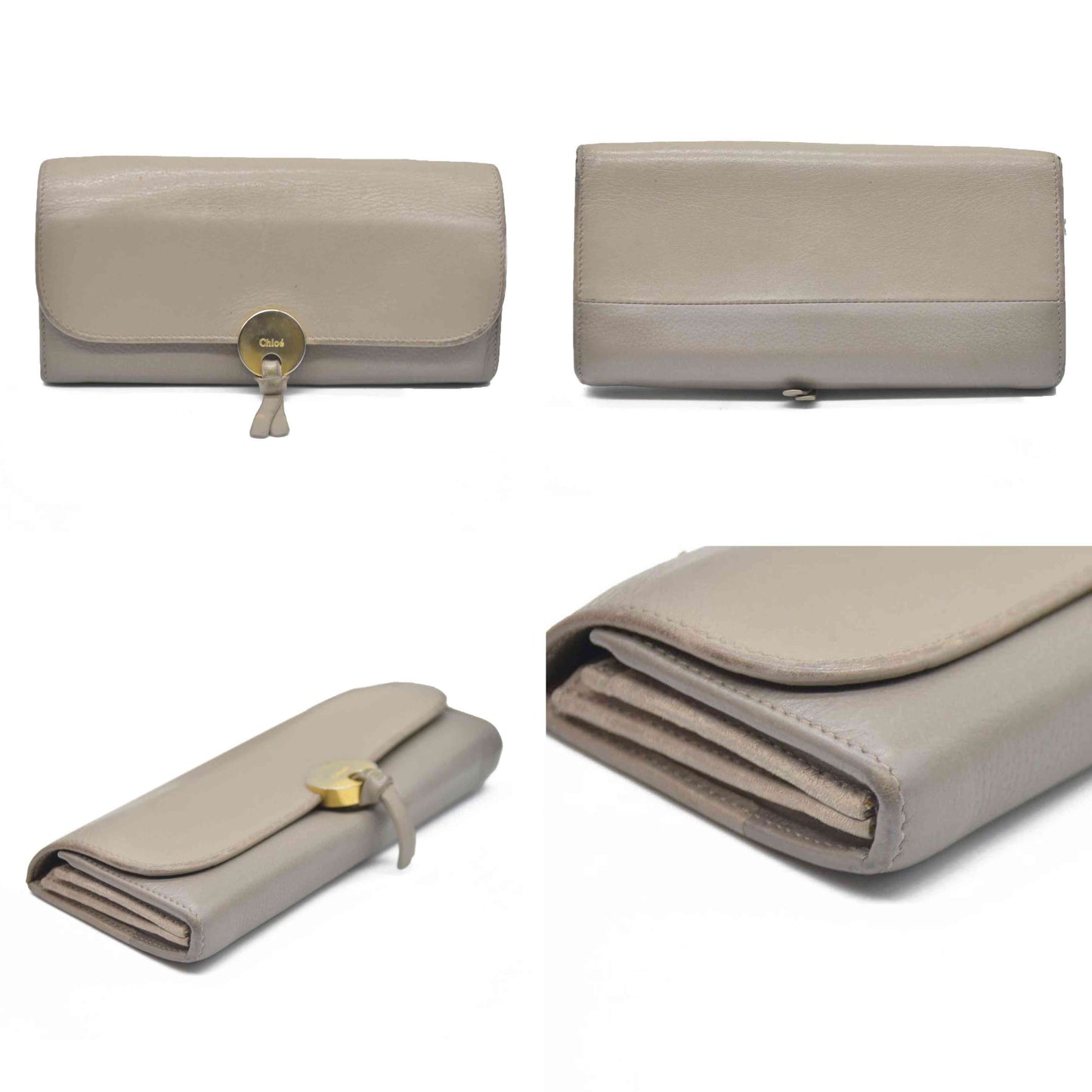 AUCTION $550 Chloe Indy Leather Long Bifold Wallet Purse Gray