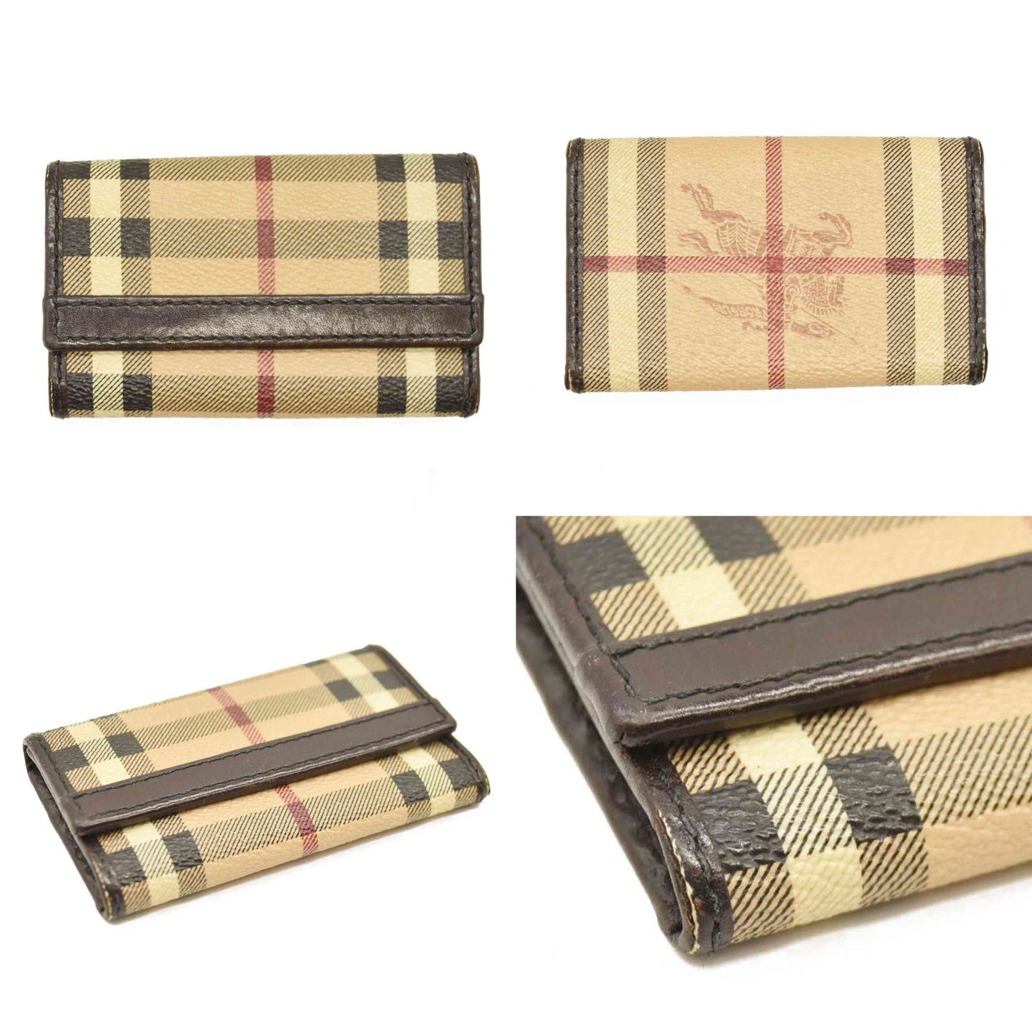 BURBERRY Nova Check PVC 6 Ring Key Case Beige