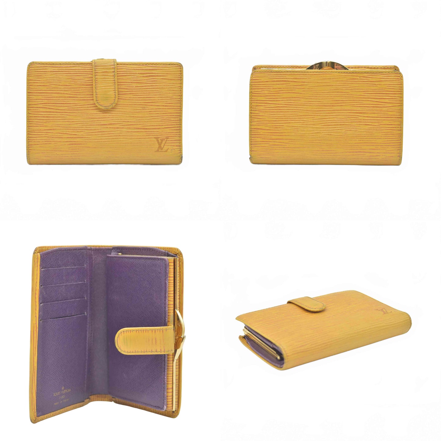 $905 1996 Louis Vuitton Tassil Yellow Epi French Purse Wallet MI1906