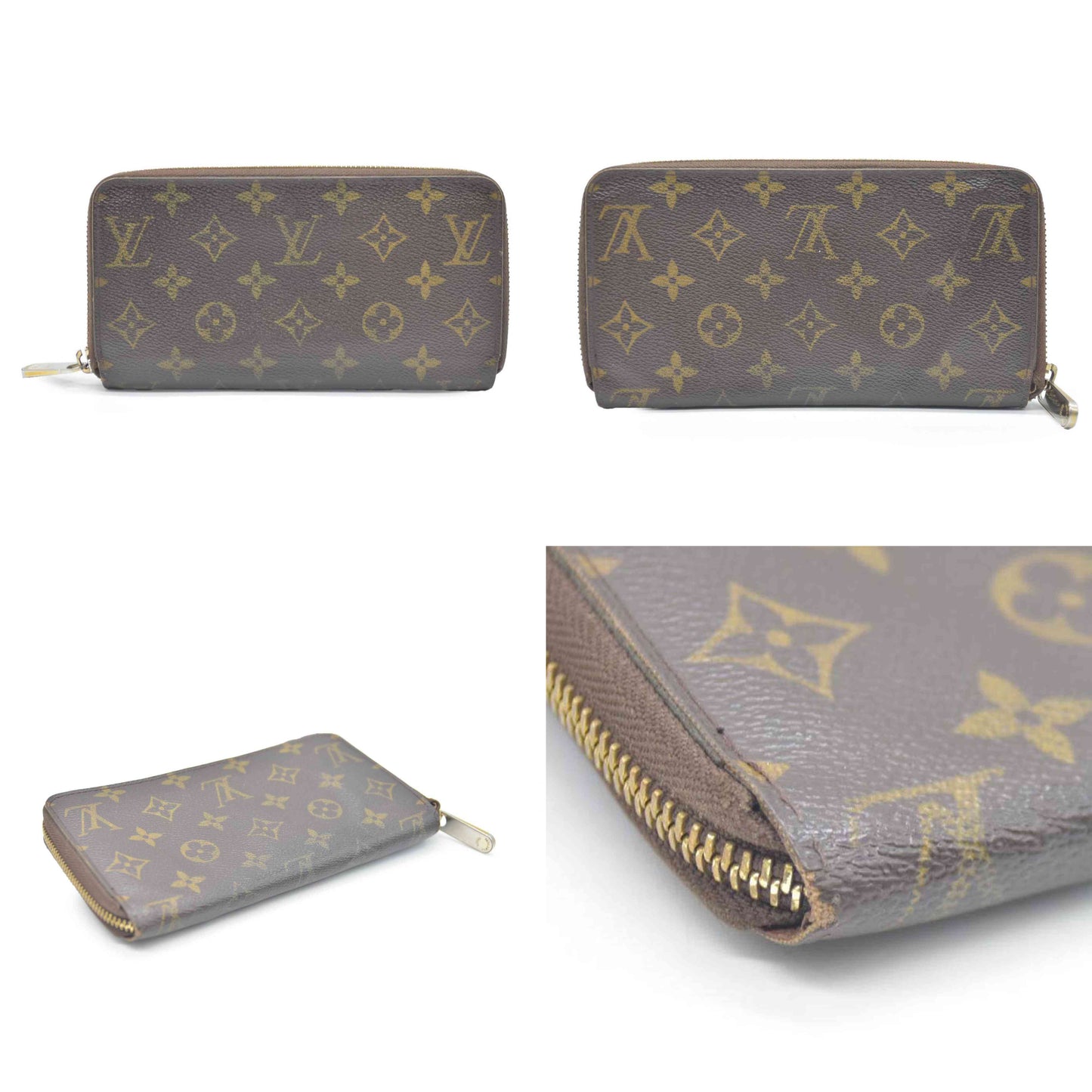 Louis Vuitton Monogram Zippy Zip Around Long Wallet Purse Brown CA0066