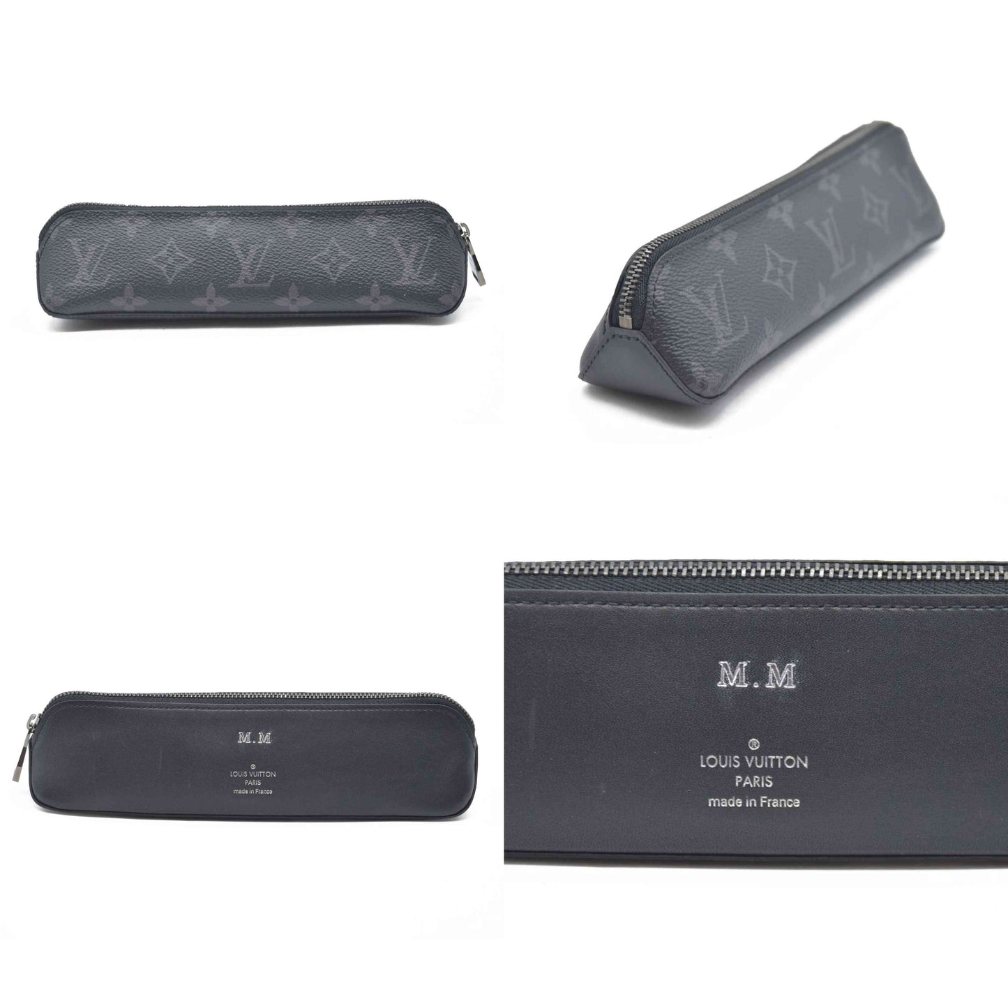 $470 Louis Vuitton Monogram Eclipse Truth Elizabeth Pen Case Black SP4157