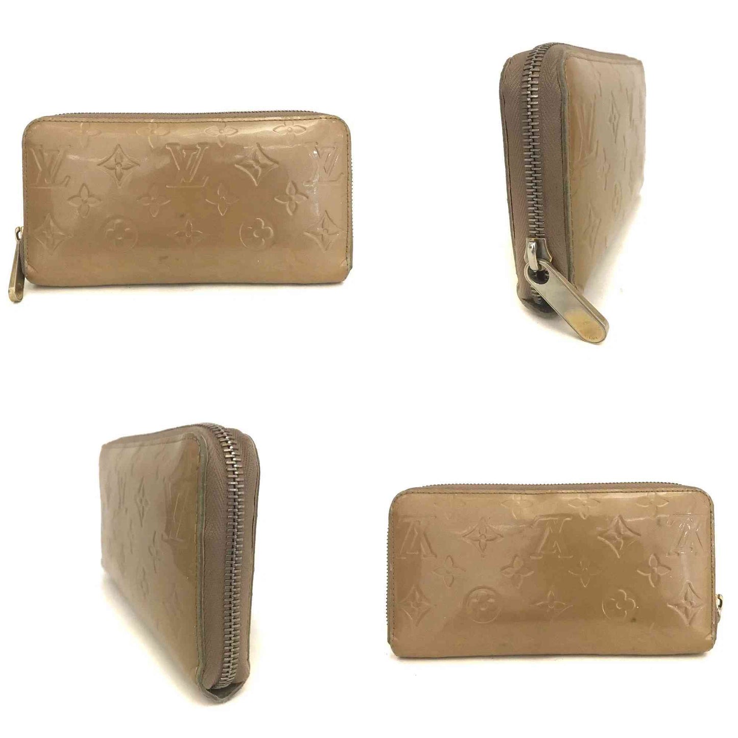 $1120 2006 Louis Vuitton Monogram Vernis Zippy Zip Around Long Wallet Noisette CA0066