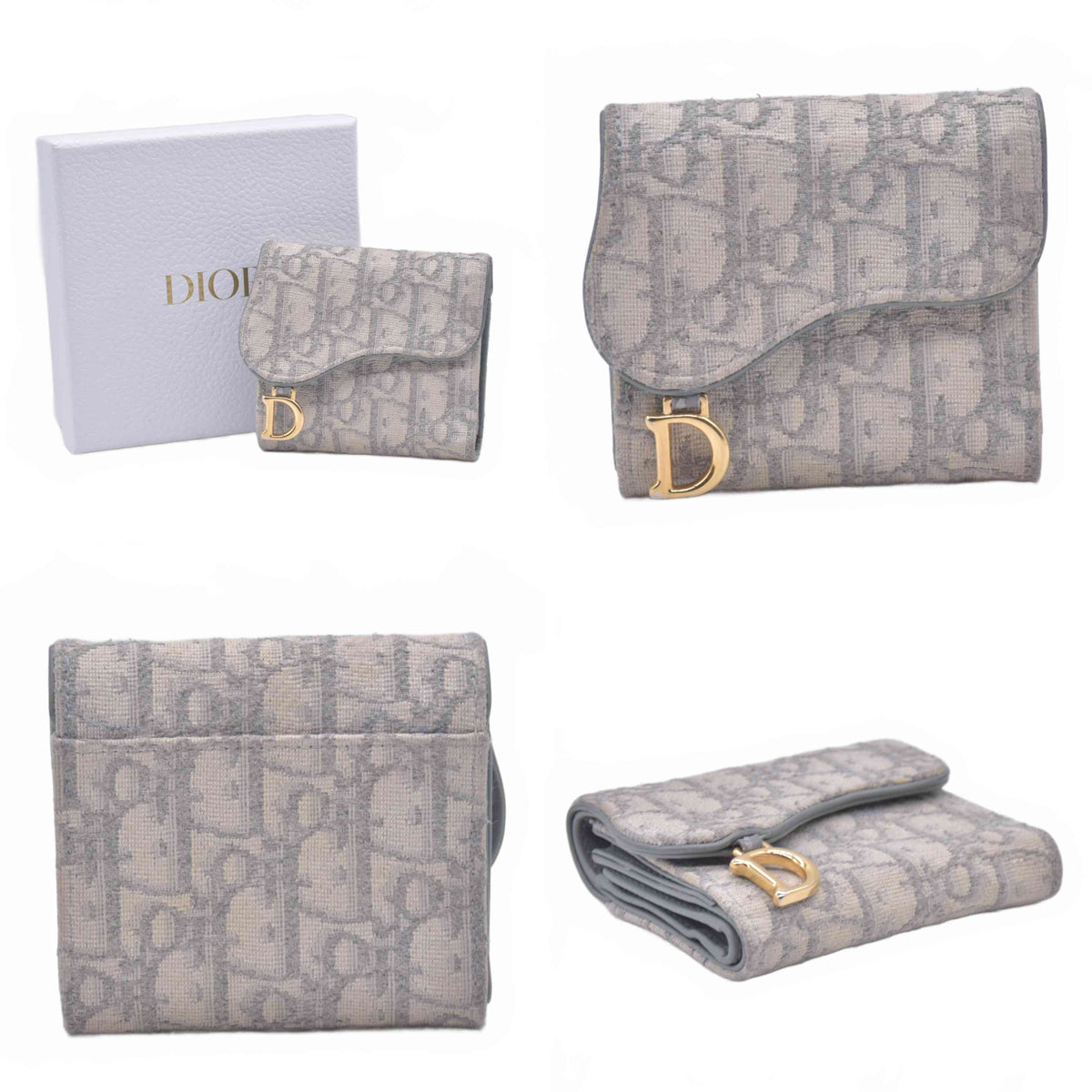 $690 Christian Dior Saddle Oblique Trotter Canvas Trifold Wallet 10021021