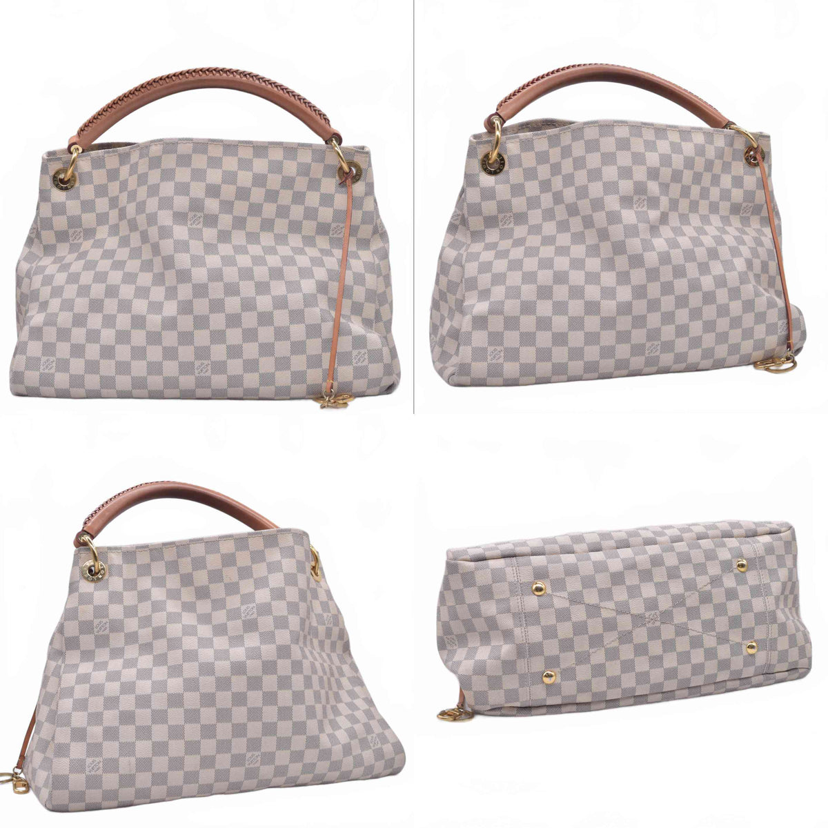 $2500 2018 USA Louis Vuitton Damier Azur Artsy MM Hobo Shoulder Bag with Charm 10021293 SD2128