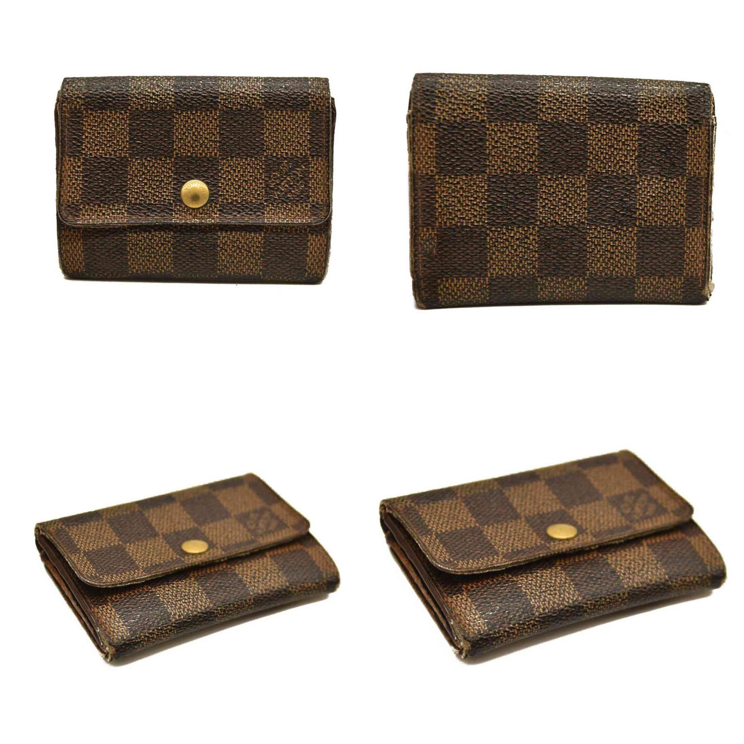 Louis Vuitton Damier Porte Monnaie Plat Coin Purse Wallet Brown MI0928